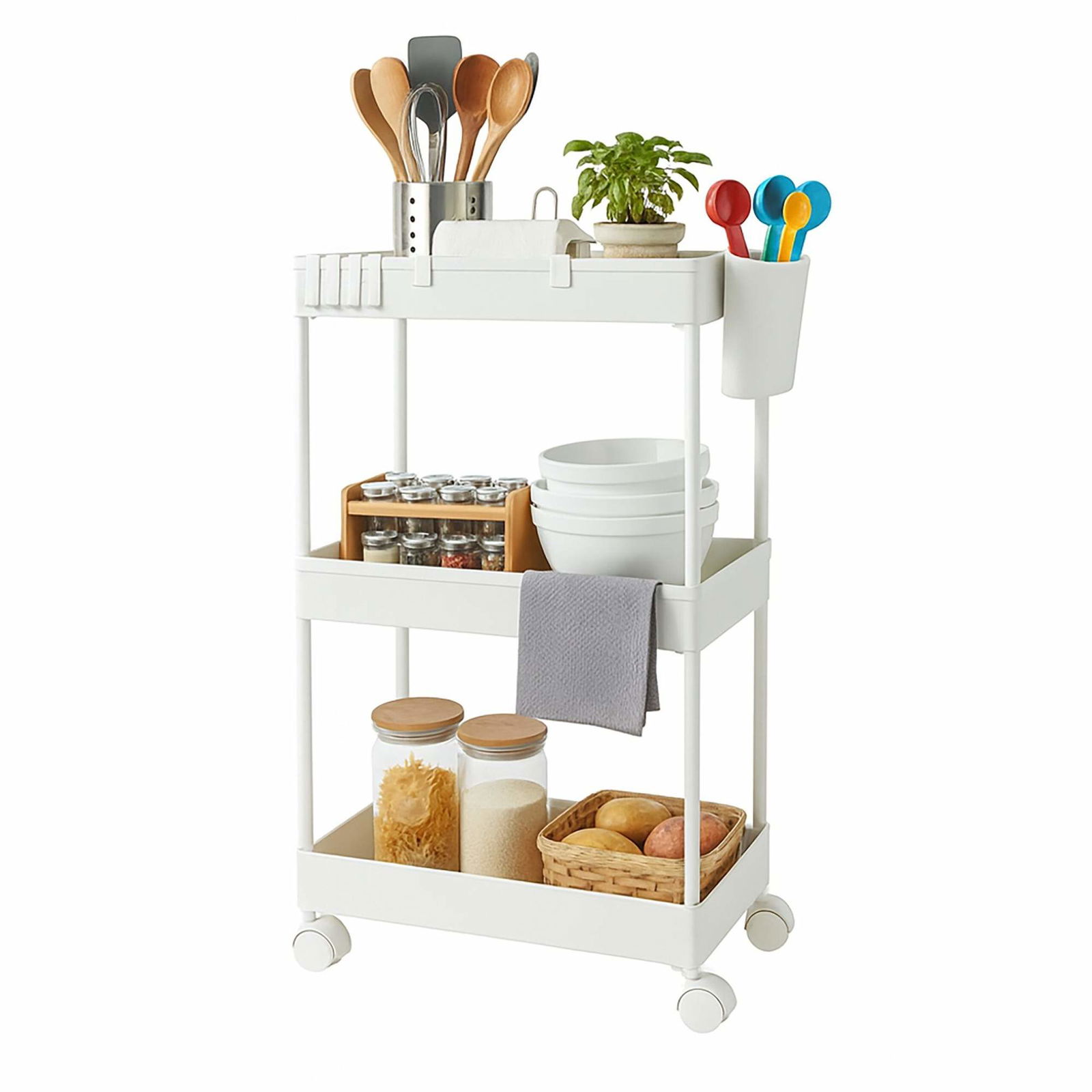 3-lags vogn med drejehjul – Opbevaring til køkken og badeværelse