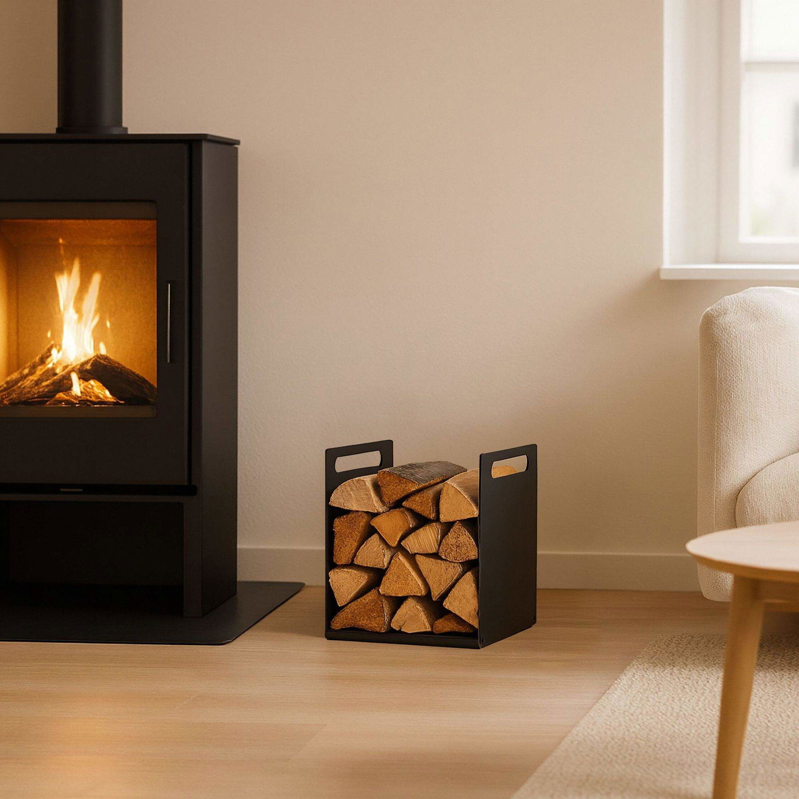 Brændehylde i jern – Pladsbesparende brændeholder