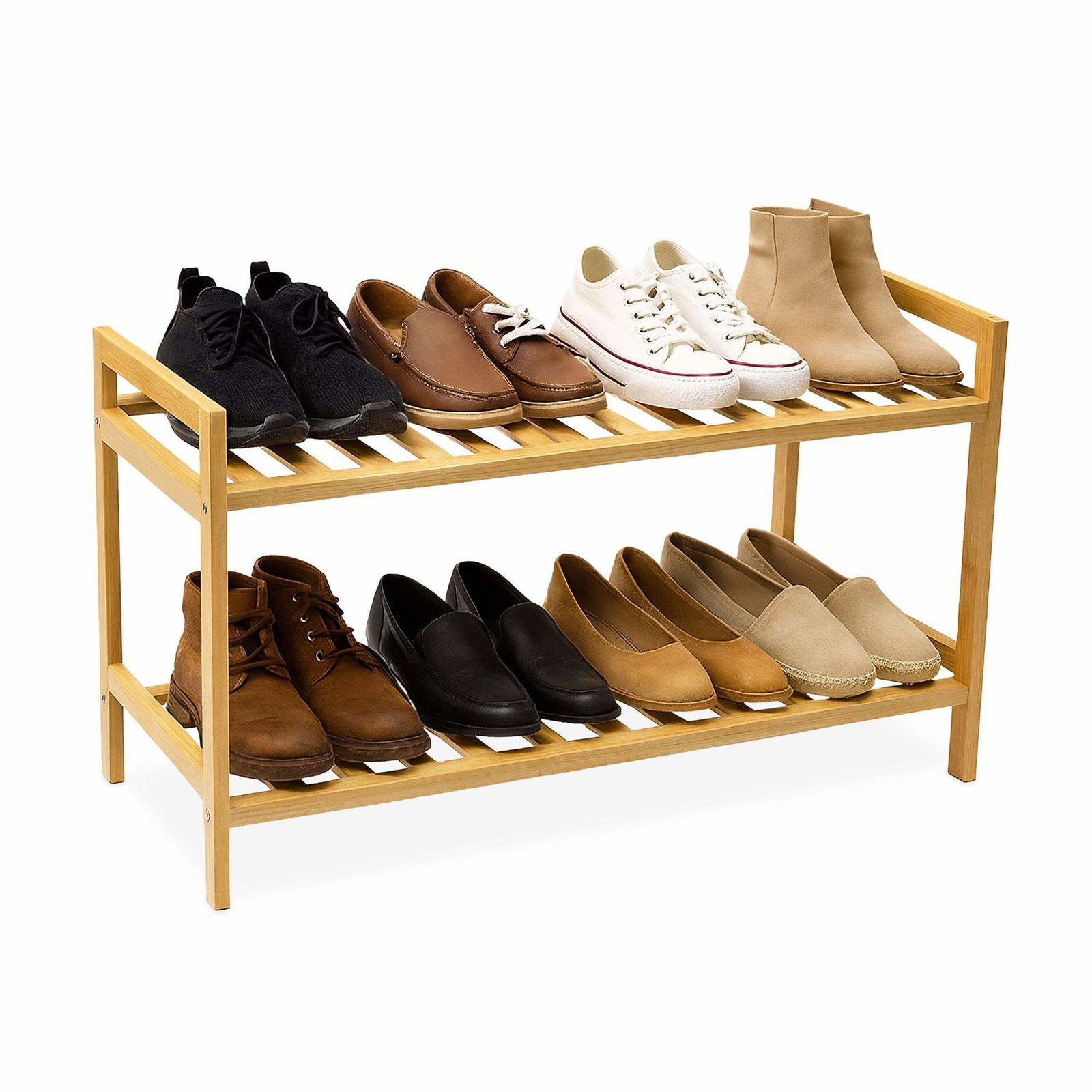 Bambus skohylde, stabelbar i 2 niveauer til 6 par