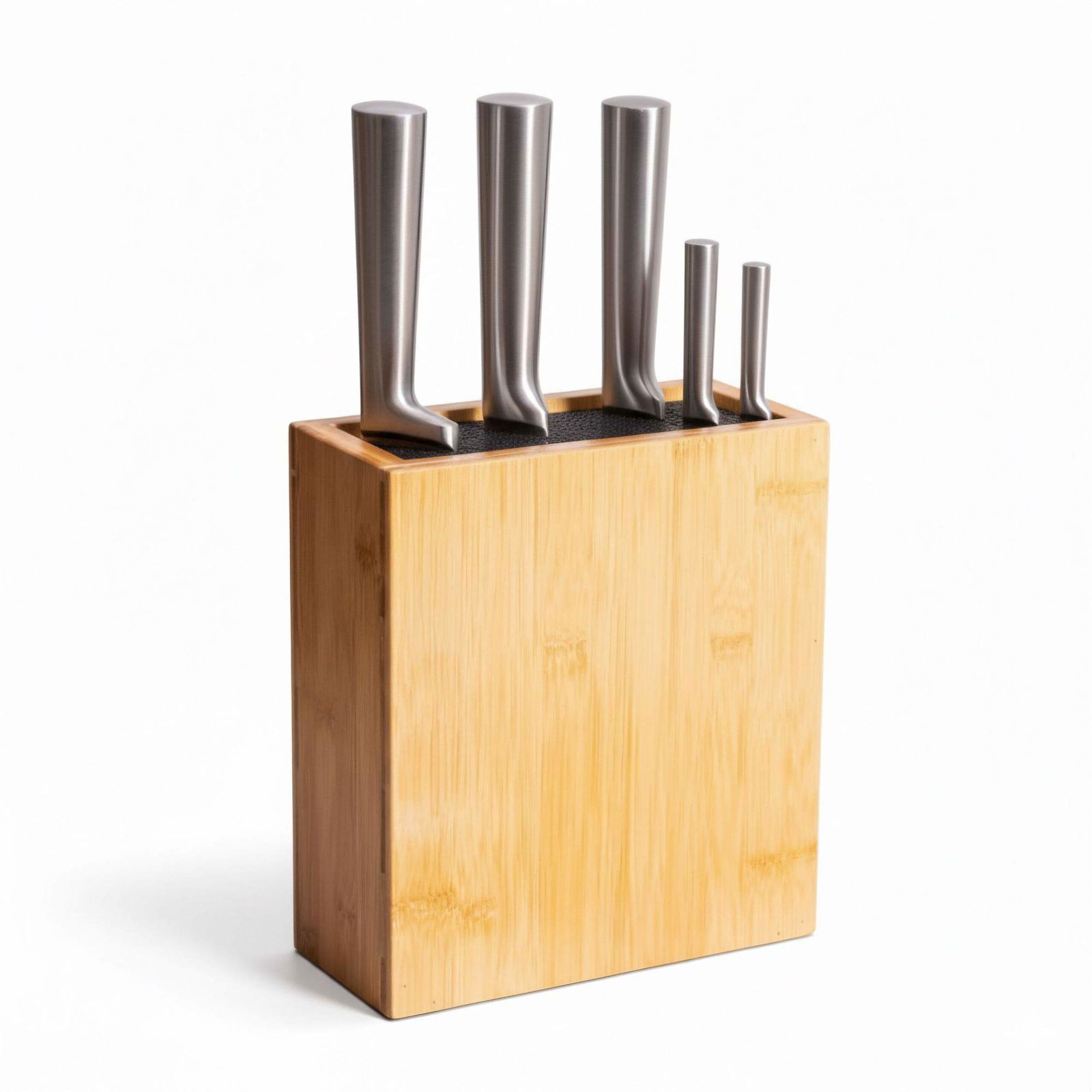 Bambus knivblok med fleksibel børstehårsindsats