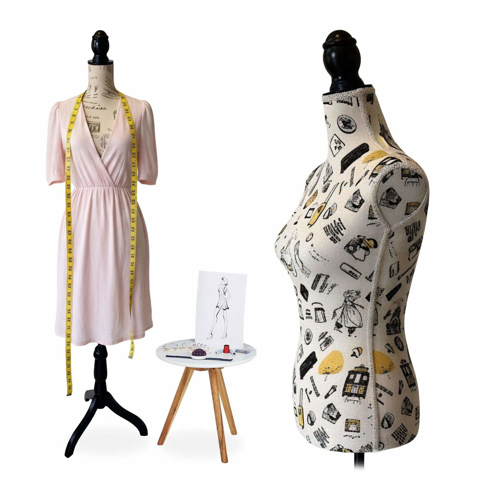 Dame skræddermannequin med justerbar stativ