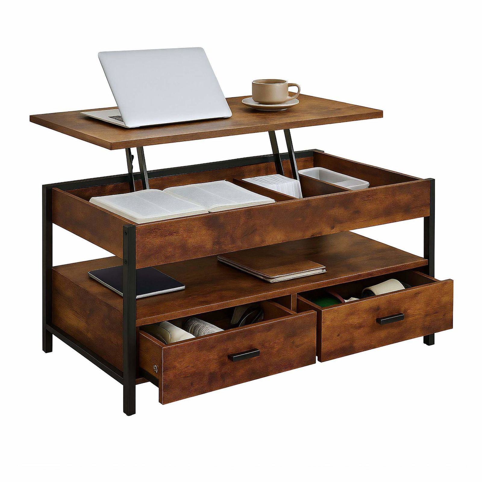 Multifunktionelt sofabord med opbevaringsskuffer