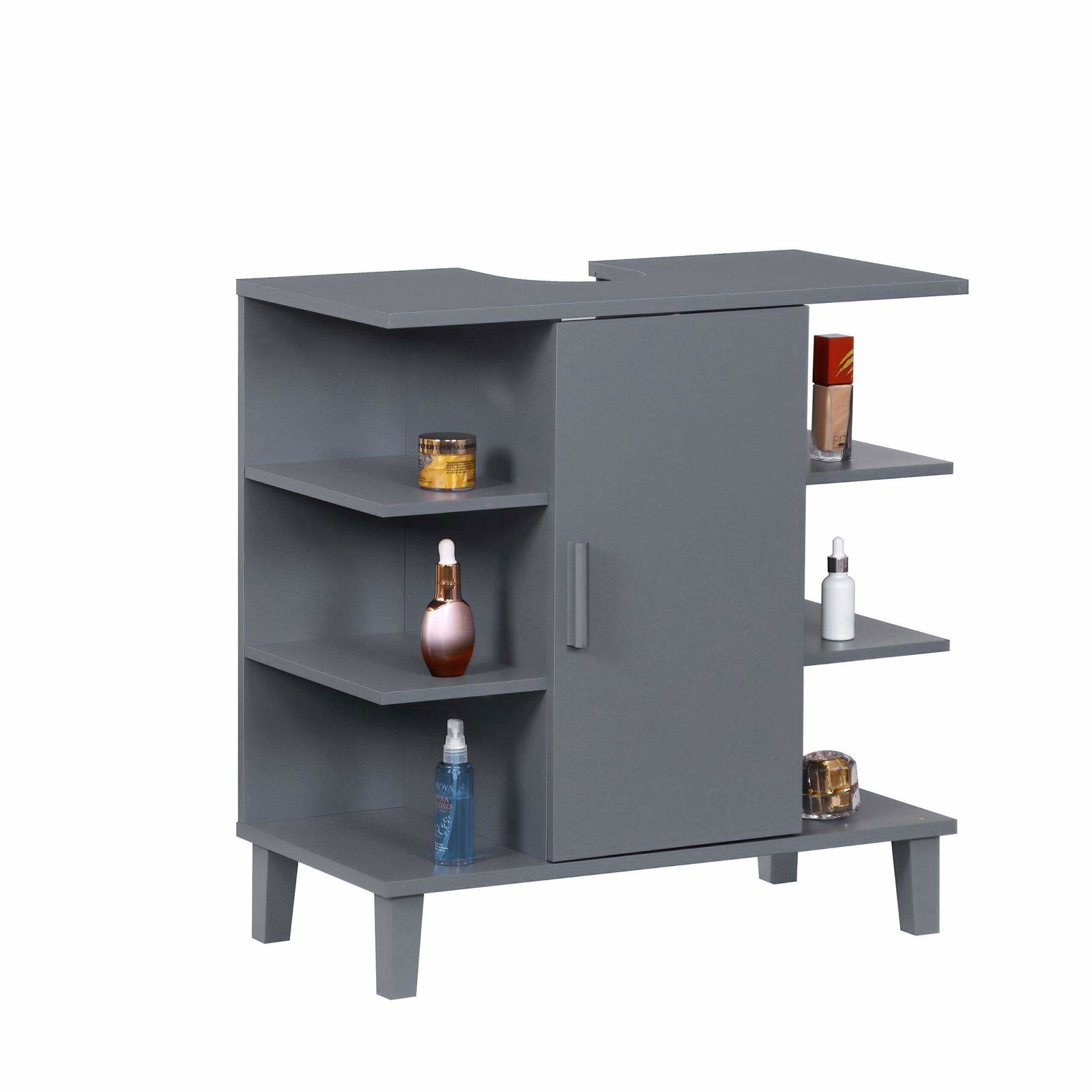 Håndvaskskab med dør og 6 åbne hylder