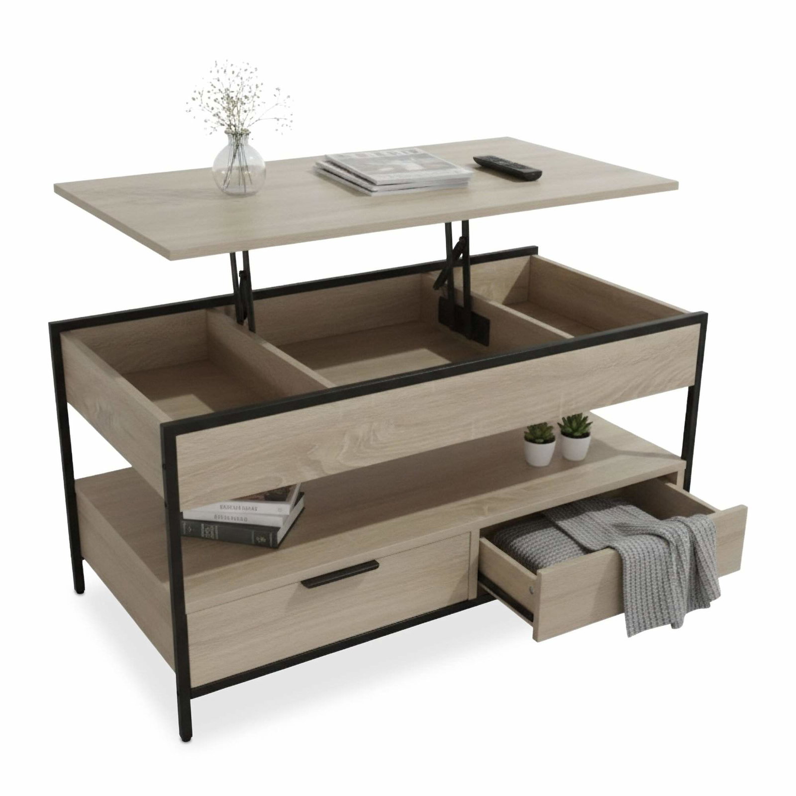 Soffbord med förvaring och lådor – Industriell design | Hem & Hobby | Pryloteket