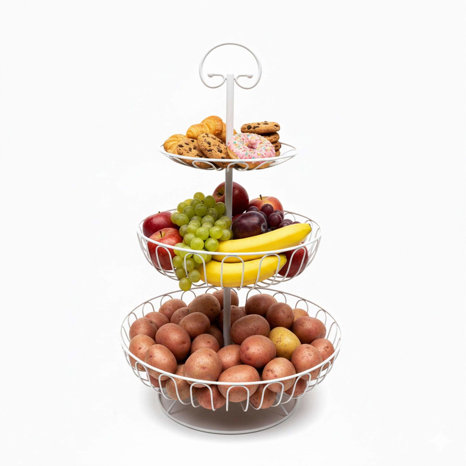 Fruktskålsställ med 3 nivåer – Tråddesign, optimal fräschör | Hem & Hobby | Pryloteket