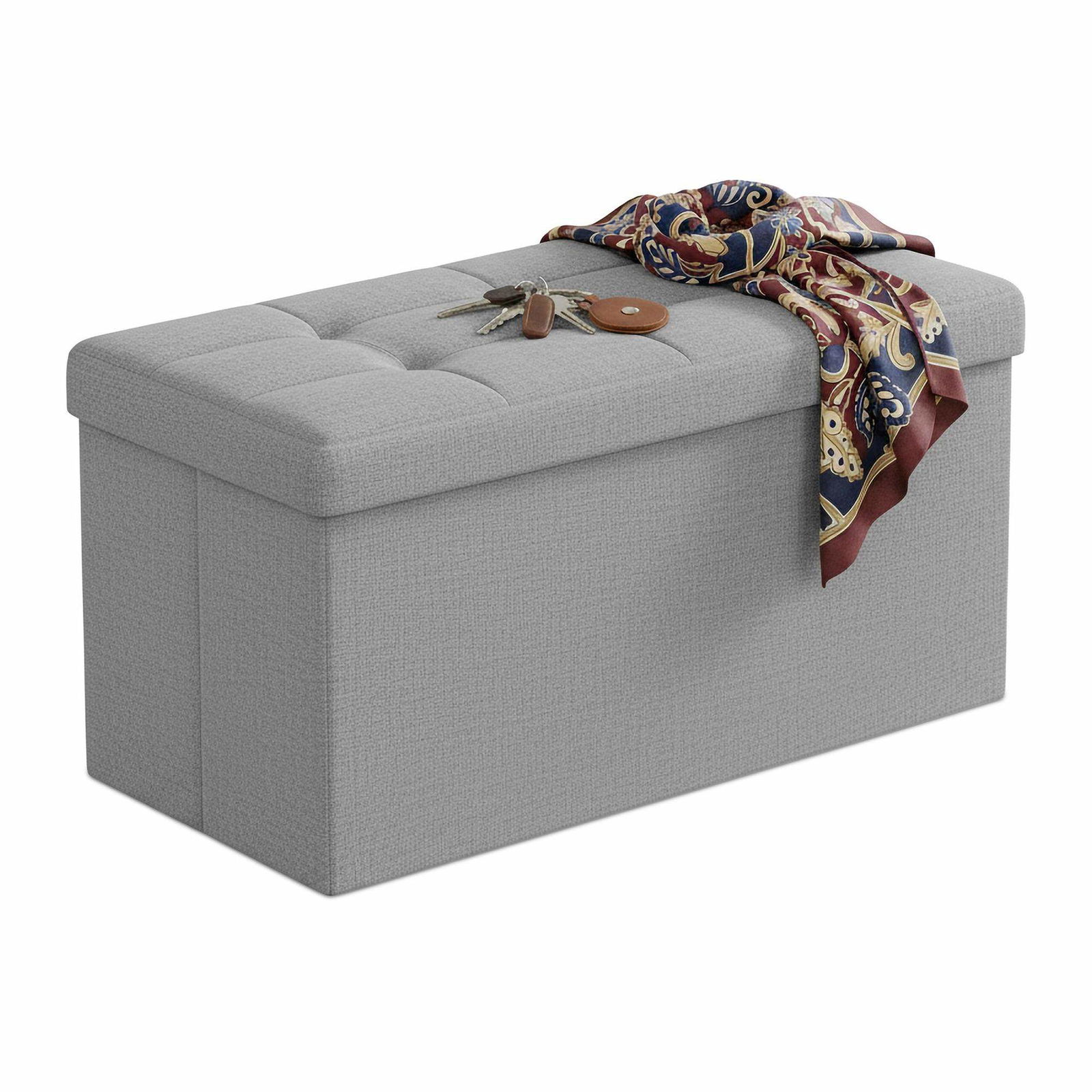 Opbevaringsbænk i stof – Sammenklappelig, Plads til to, Neutral Farve