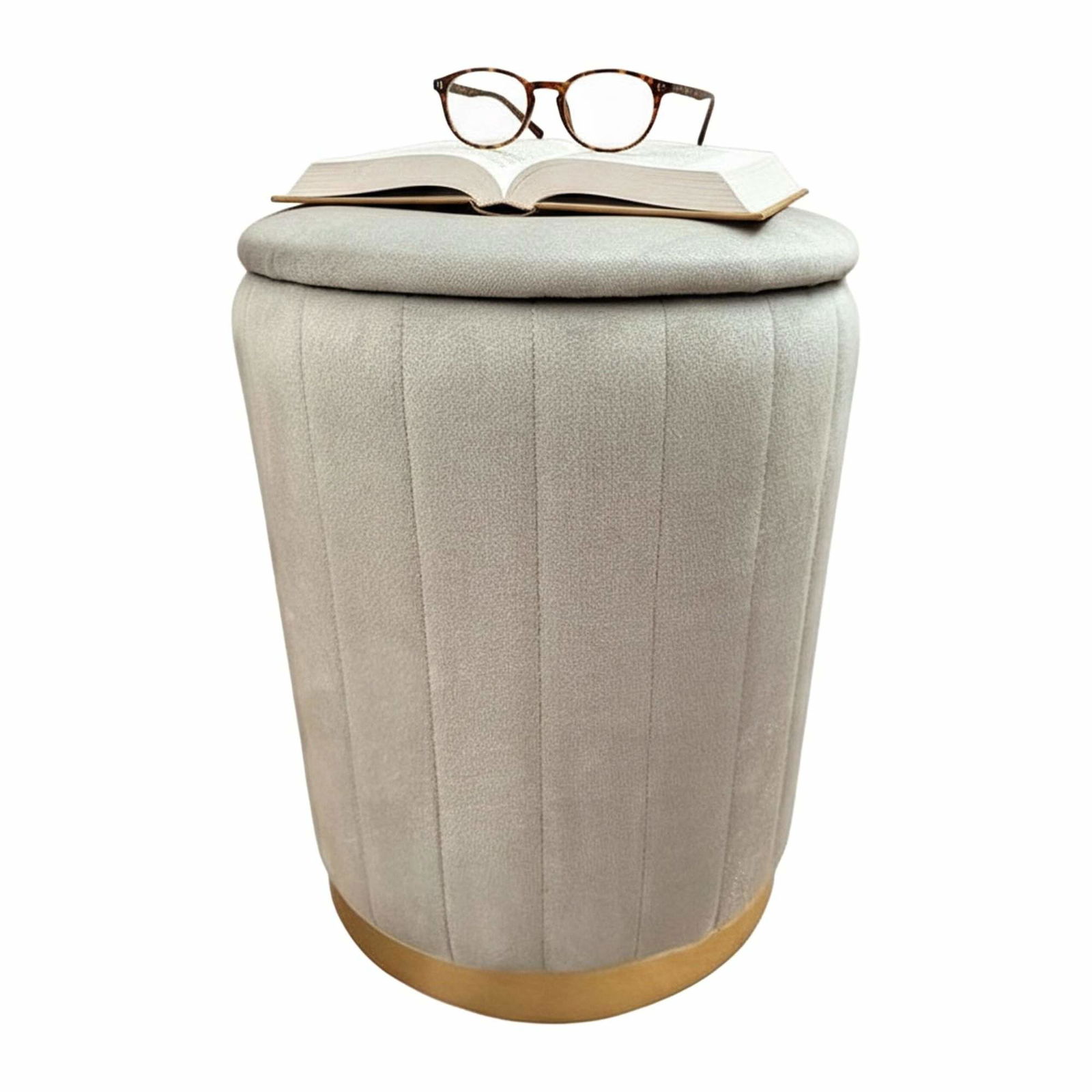 Sammetspall med förvaring, stoppad sits och guldfärgad bas | Hem & Hobby | Pryloteket