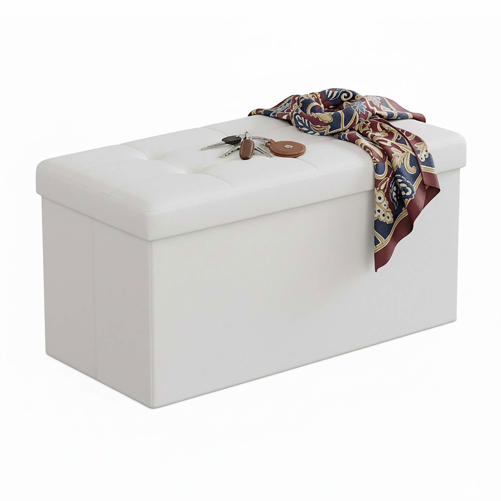 Sammenklappelig opbevaringsbænk i kunstlæder – plads til to