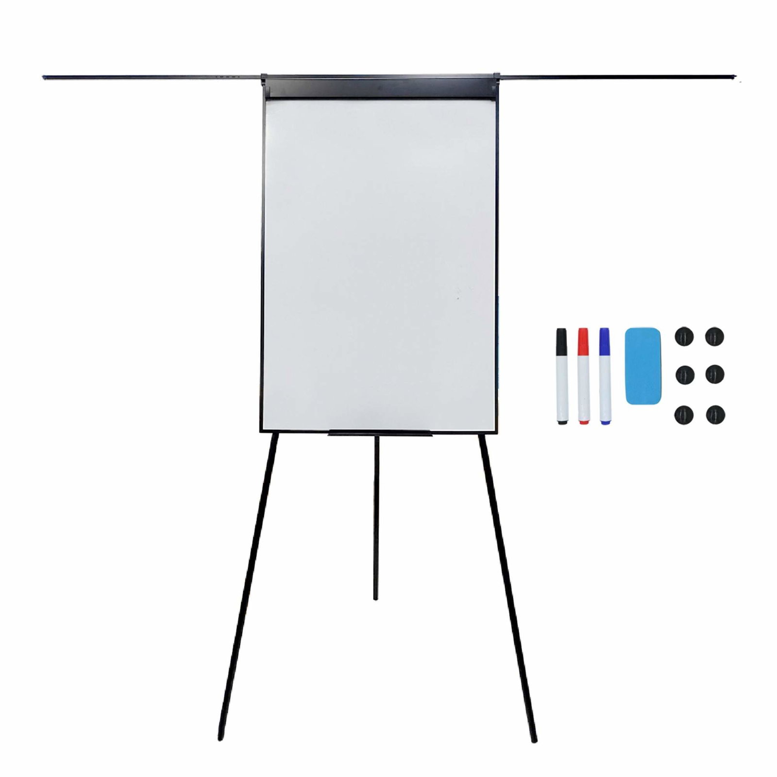 Flipover whiteboard 100x70 cm, magnetisk og justerbar