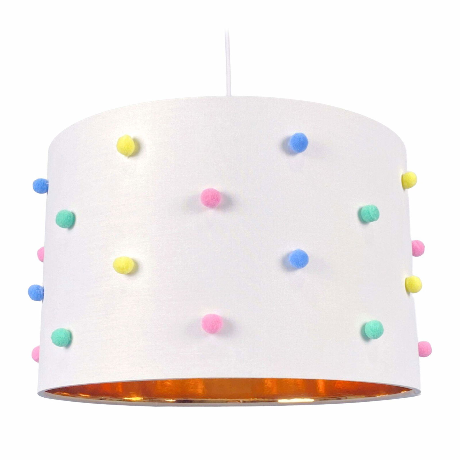 Børneværelseslampe med farverige pomponer