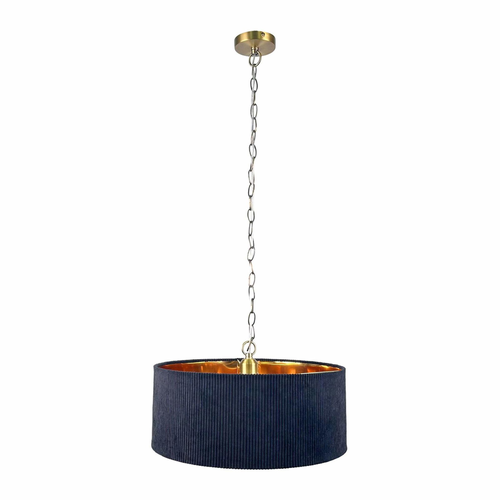 Pendellampe med stofskærm – rillet design, bronze indvendigt