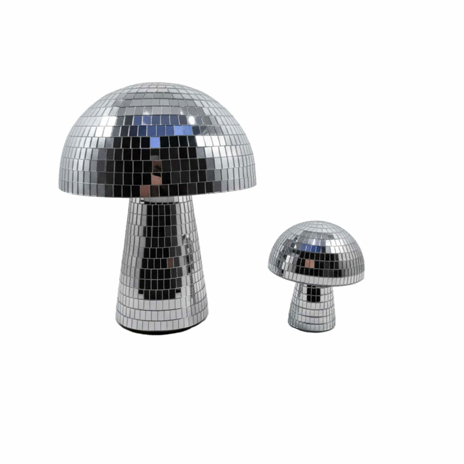 Spejlbeklædt Disco-svampedekoration – 2-pak, sølvfinish