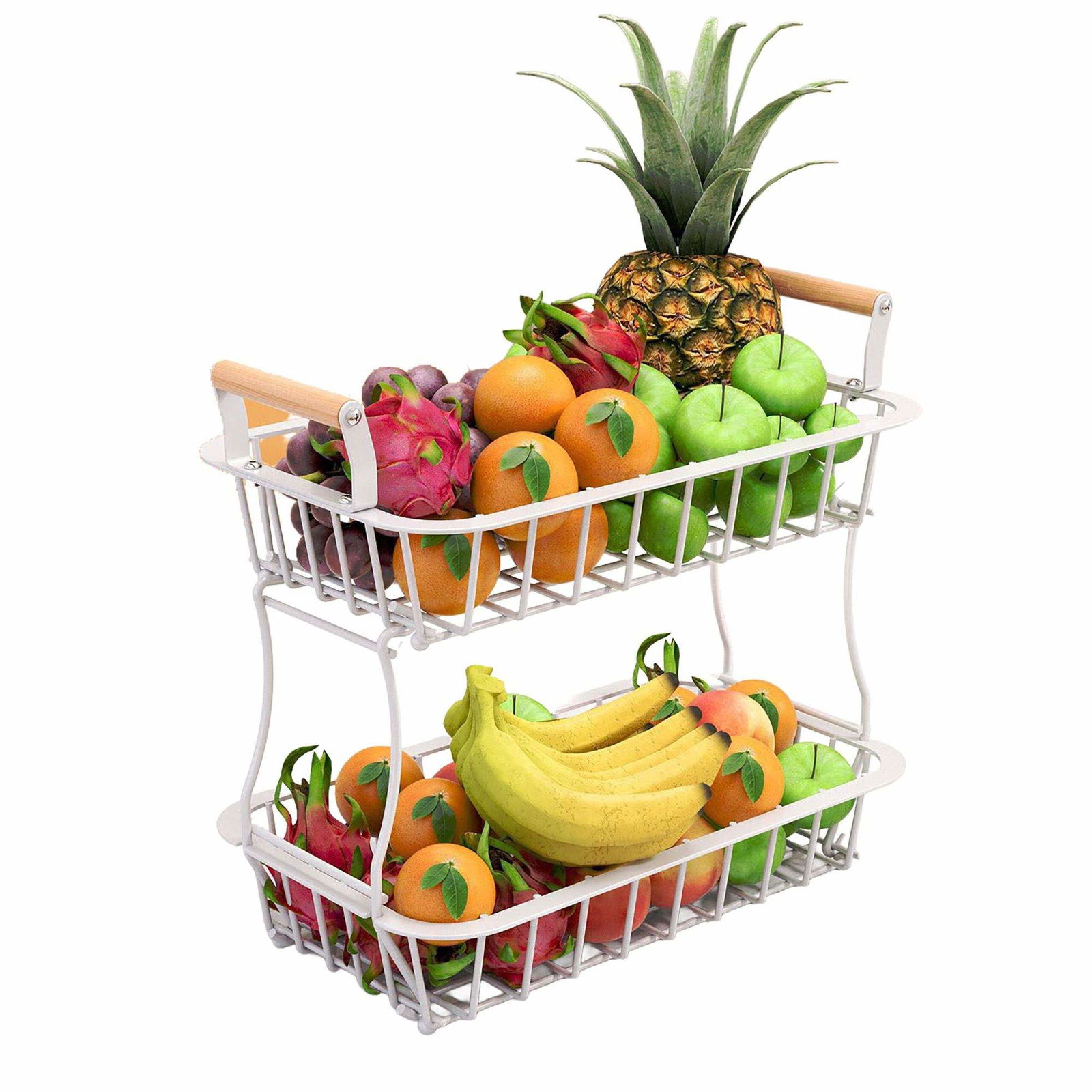 2-lags metalfrugtkurv med træhåndtag