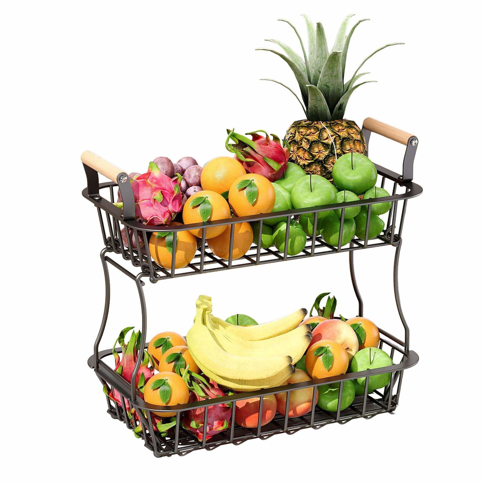2-lags metalfrugtkurv med træhåndtag