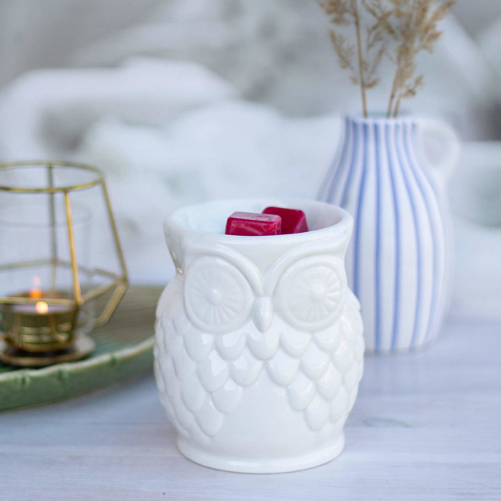 Doftlampa med Ugglaljus – Keramisk Aromaterapidekor | Hem & Hobby | Pryloteket