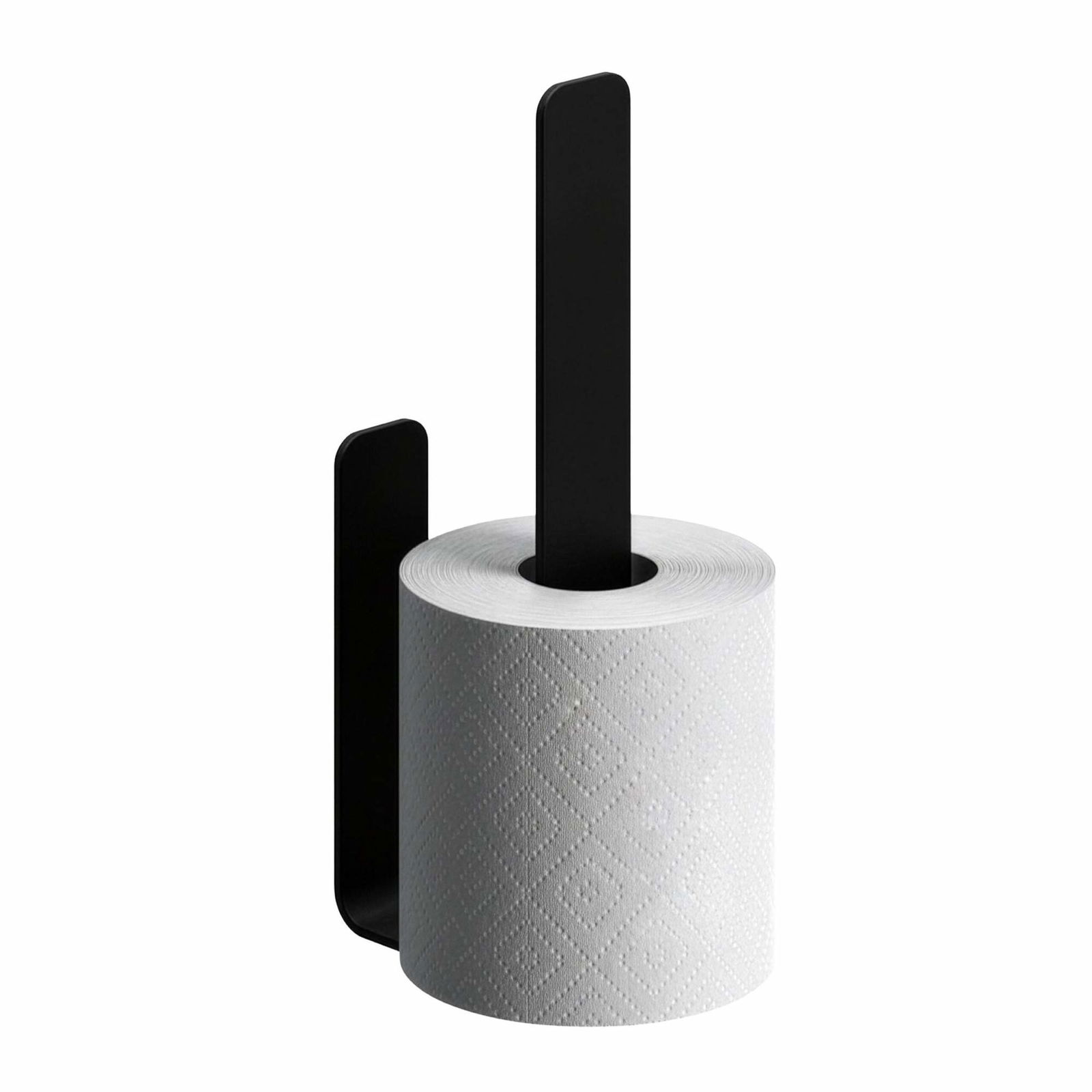 Selvklæbende toiletrulleholder – mat sort, plads til 3 ruller