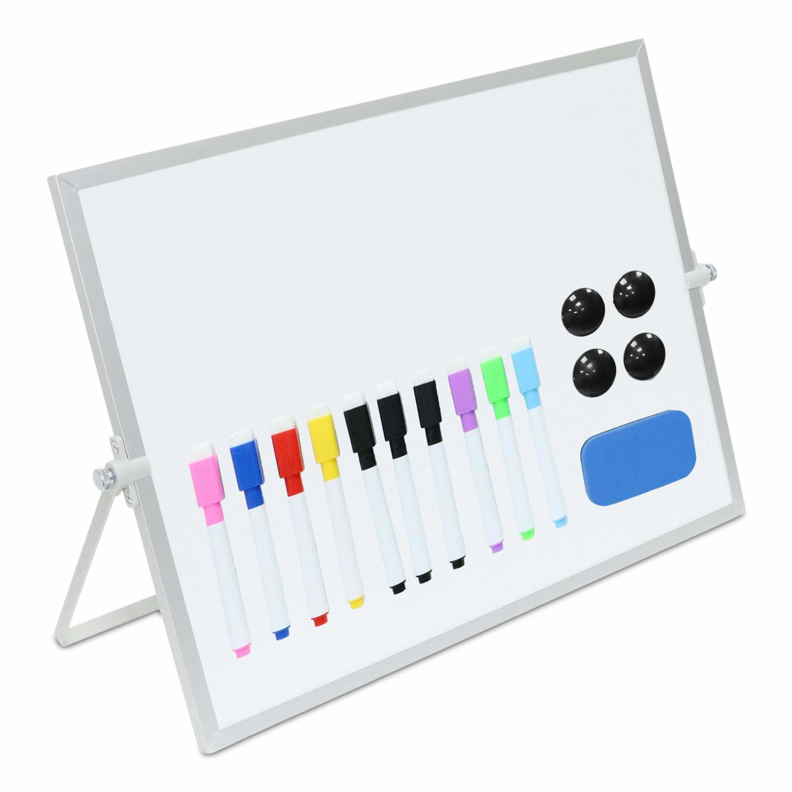 Magnetisk whiteboardtavle – dobbeltsidet, inklusive tuscher og magneter