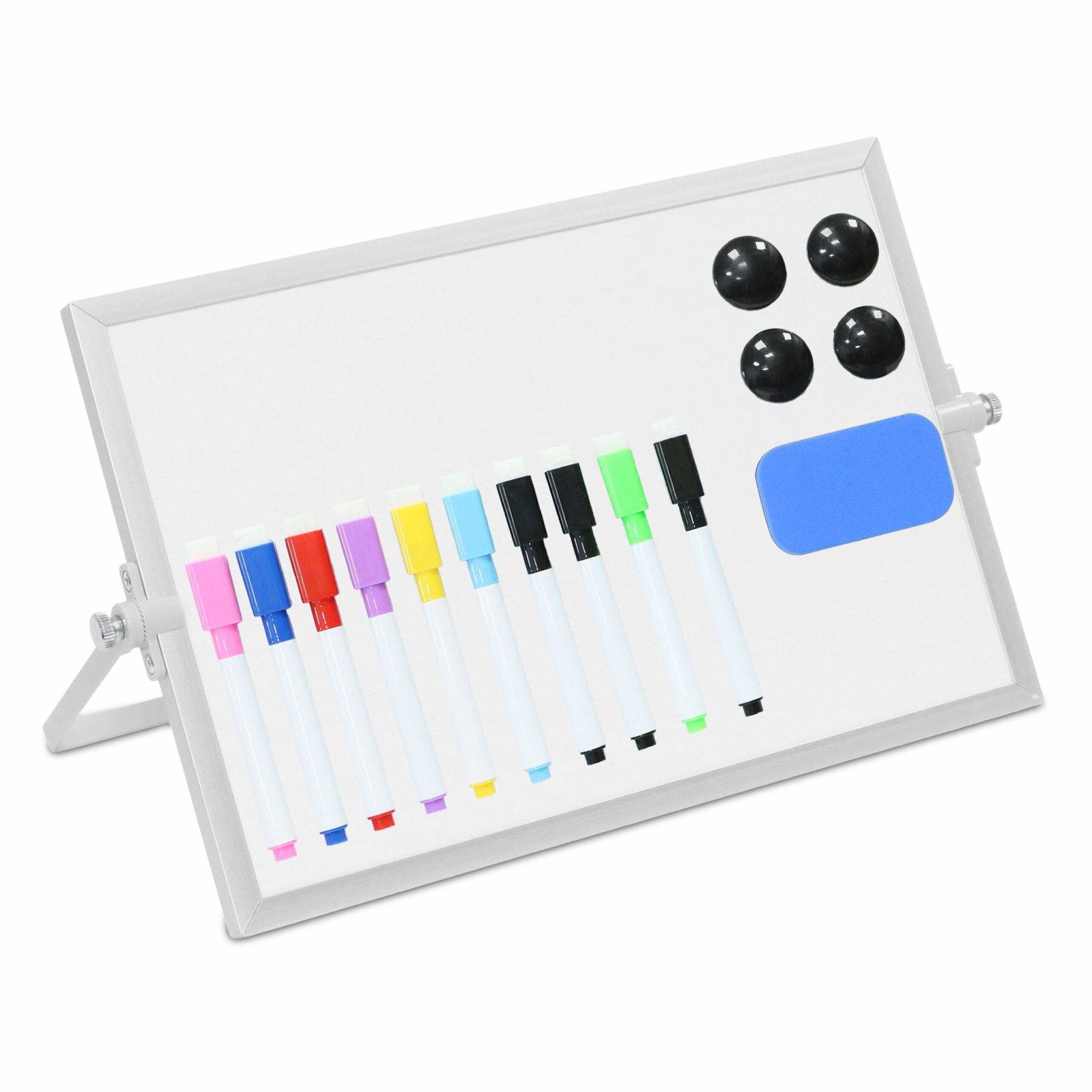 Magnetisk whiteboardtavle – dobbeltsidet, inklusive tuscher og magneter