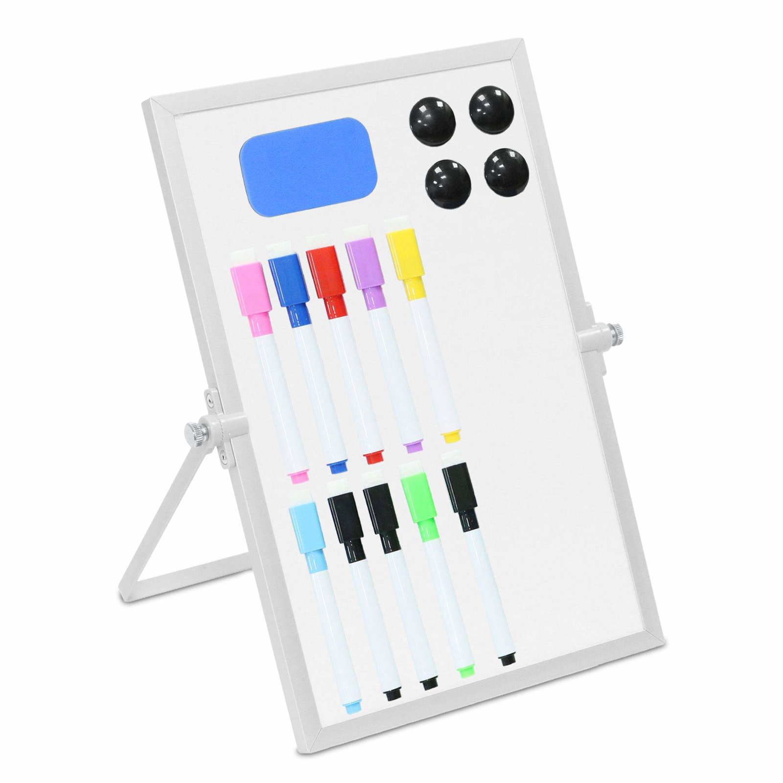 Magnetisk whiteboardtavle – dobbeltsidet, 10 tuscher, 4 magneter