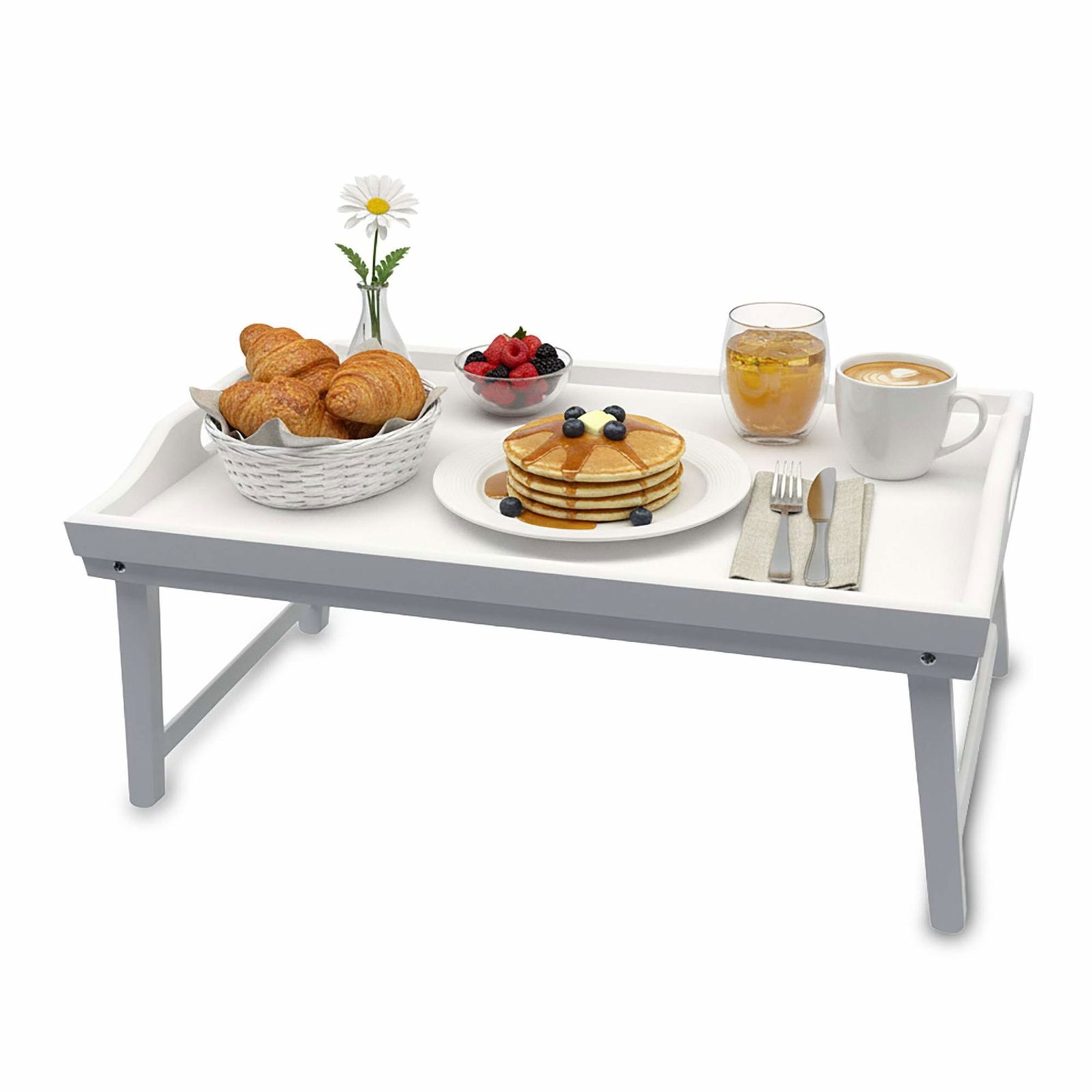 Bambus sengebakke med foldbare ben og hævet kant