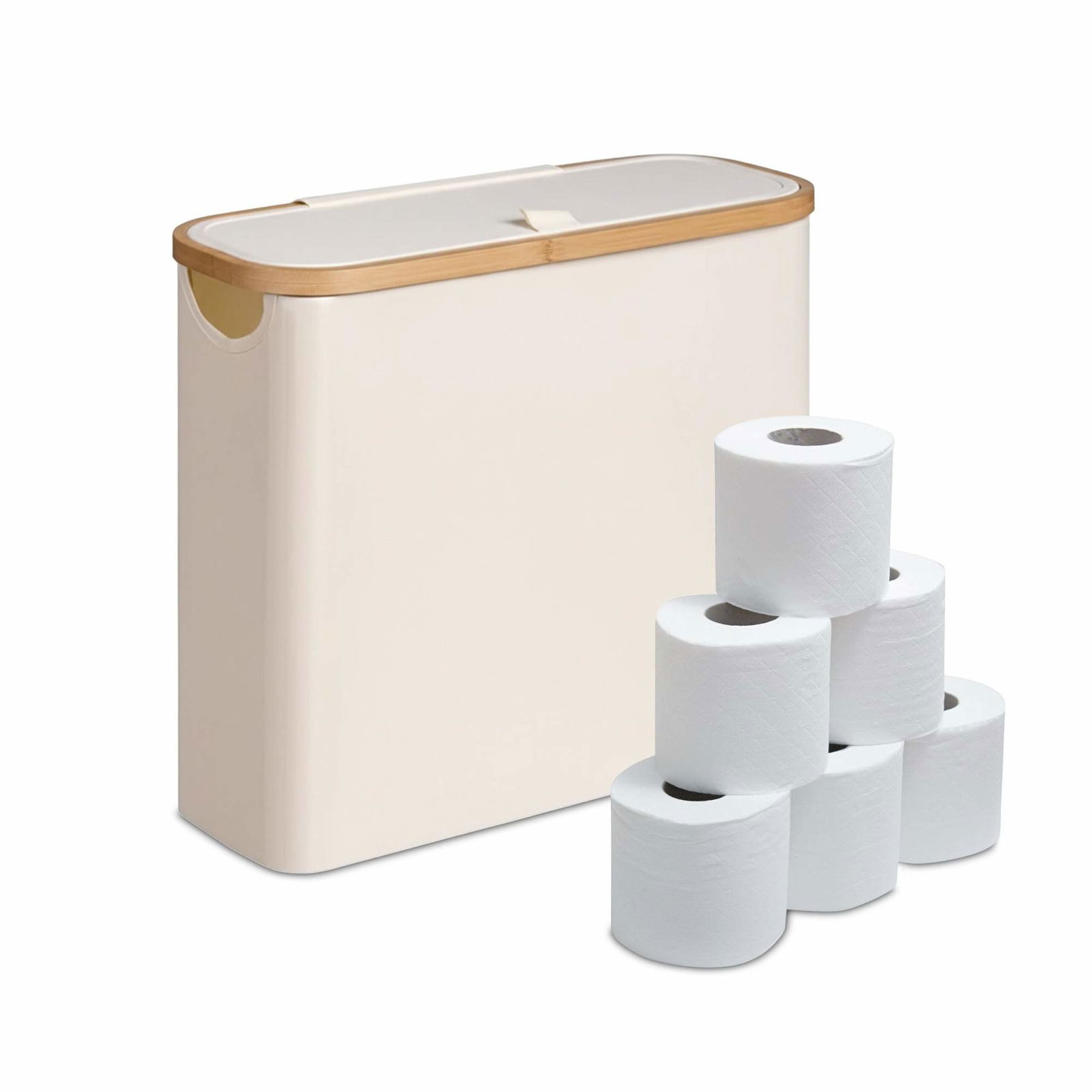 Firkantet toiletrulleholder i stof – Rummer 12 ruller