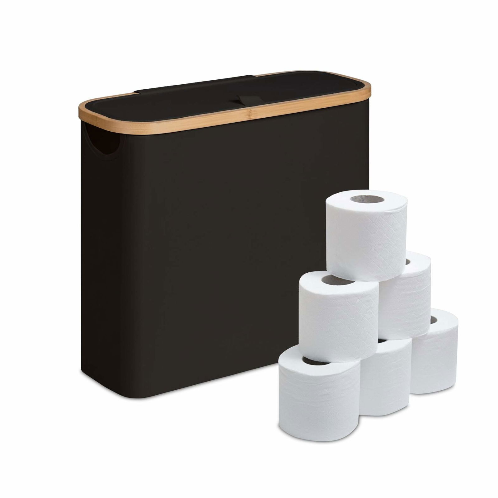 Firkantet toiletrulleholder i stof – Rummer 12 ruller