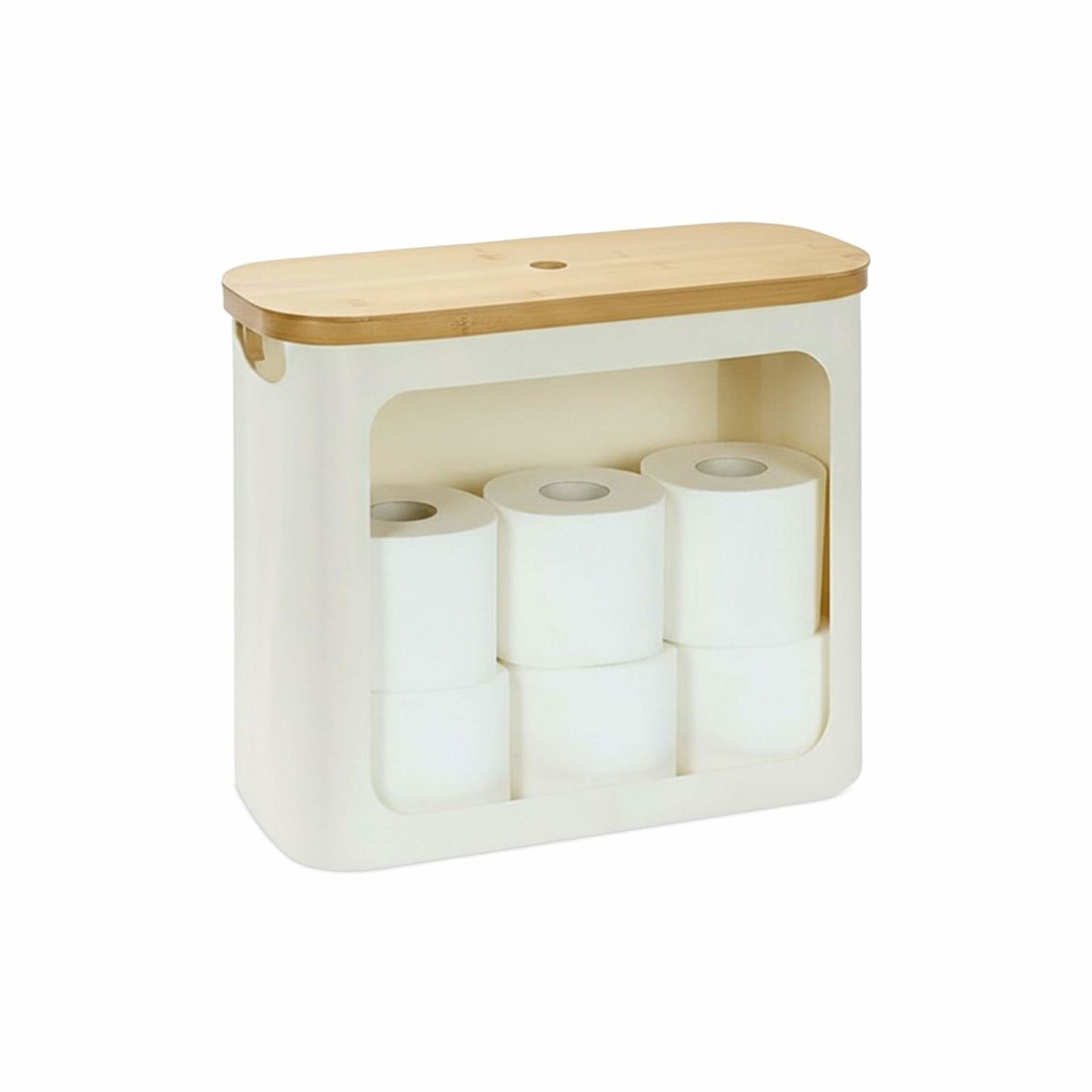 Firkantet toiletrulleholder i stof – Rummer 12 ruller