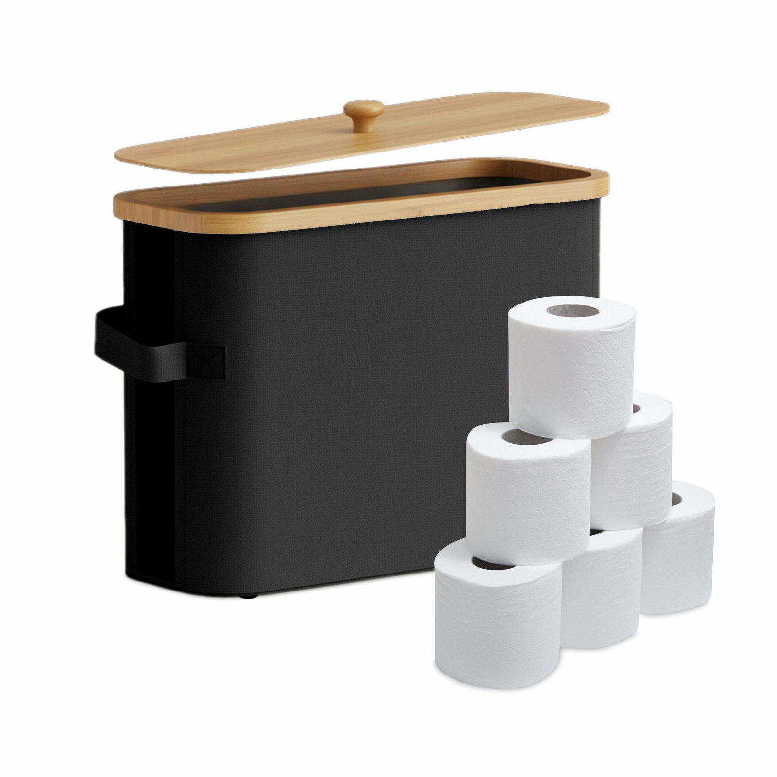 Firkantet toiletrulleholder i stof – Rummer 12 ruller