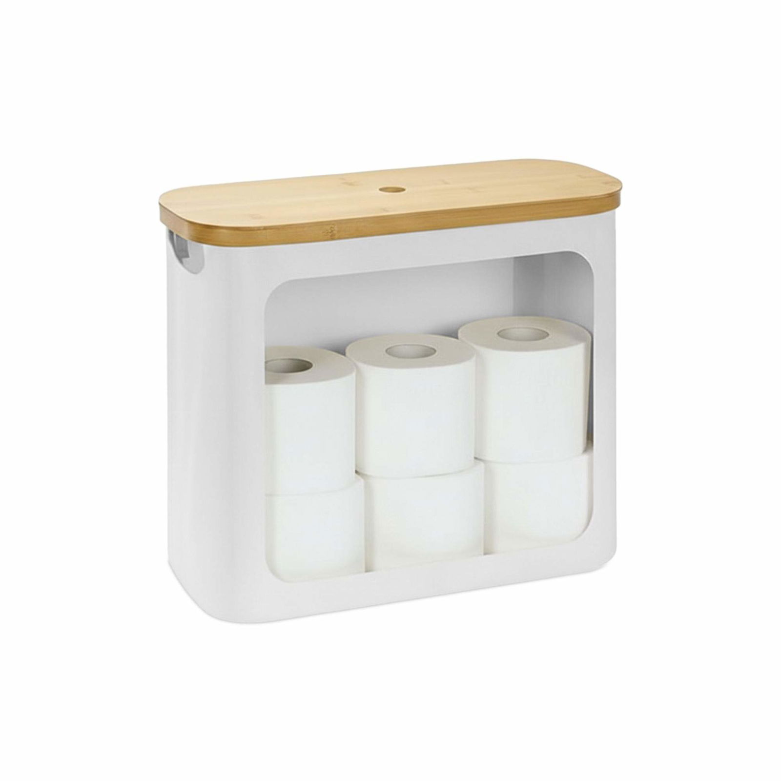 Firkantet toiletrulleholder i stof, plads til 12 ruller