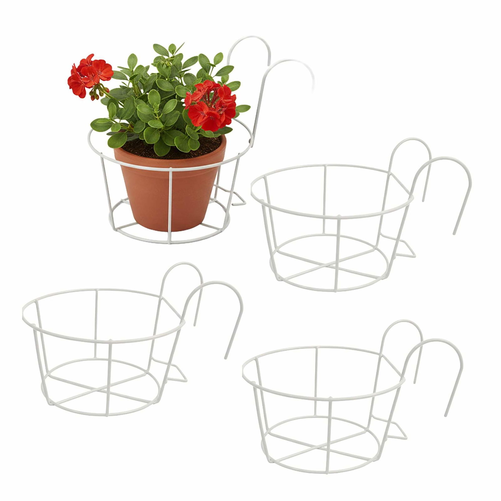 Sæt med 4 hængende plantekasser med robuste kroge