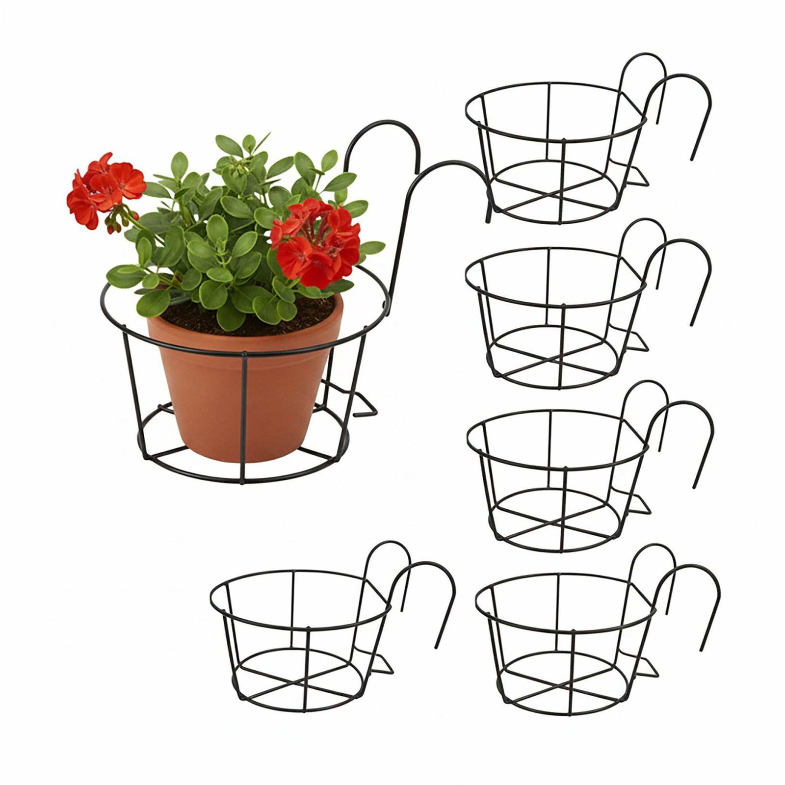 Sæt med 6 hængende plantekasser med robuste kroge