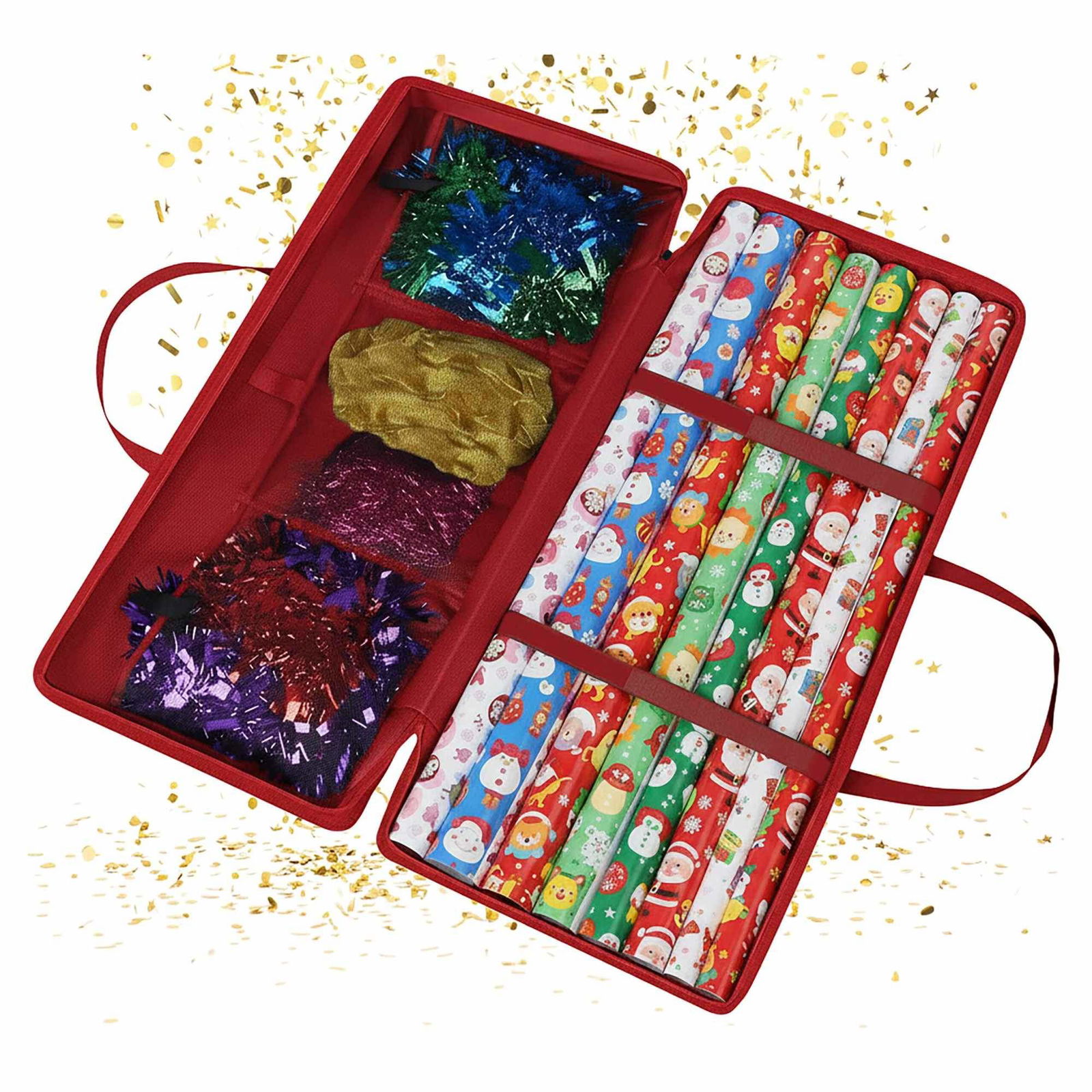 Opbevaringspose af indpakningspapir med netlommer