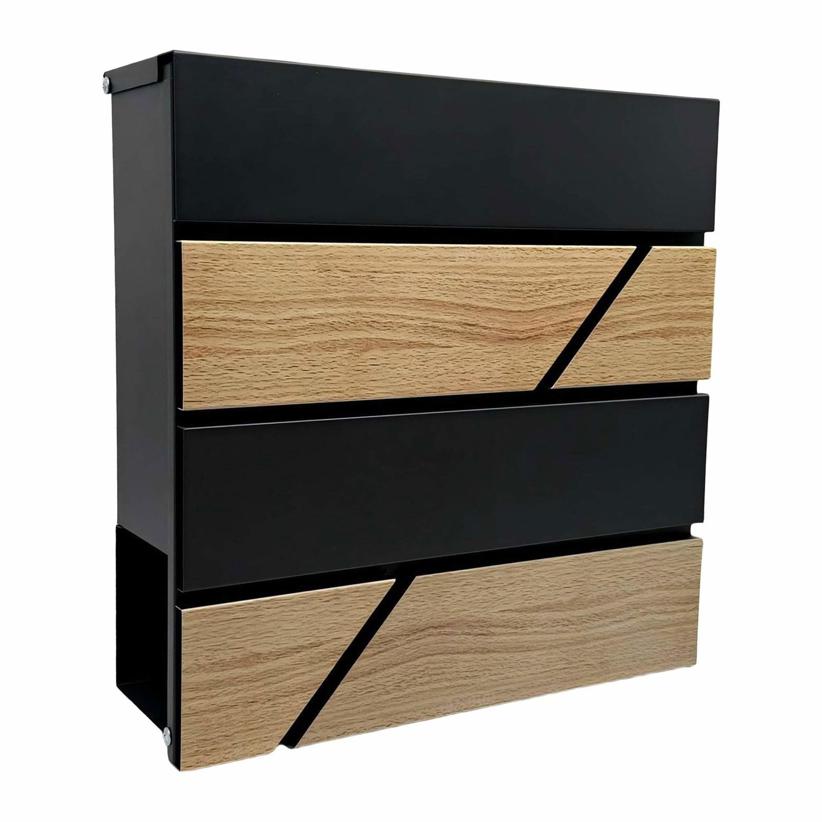 Postkasse med trælook og avisholder