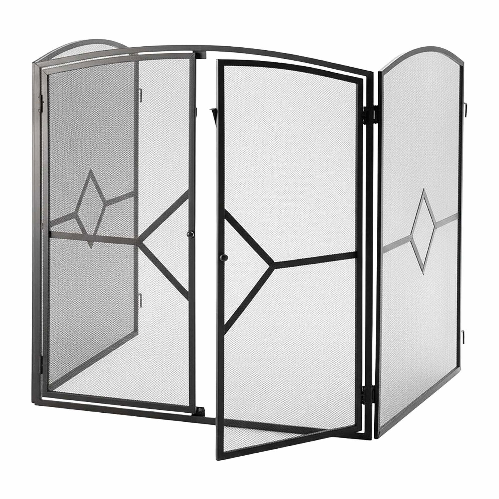 Pejseskærm i jern – 3 dele med dør og sikkerhedslås