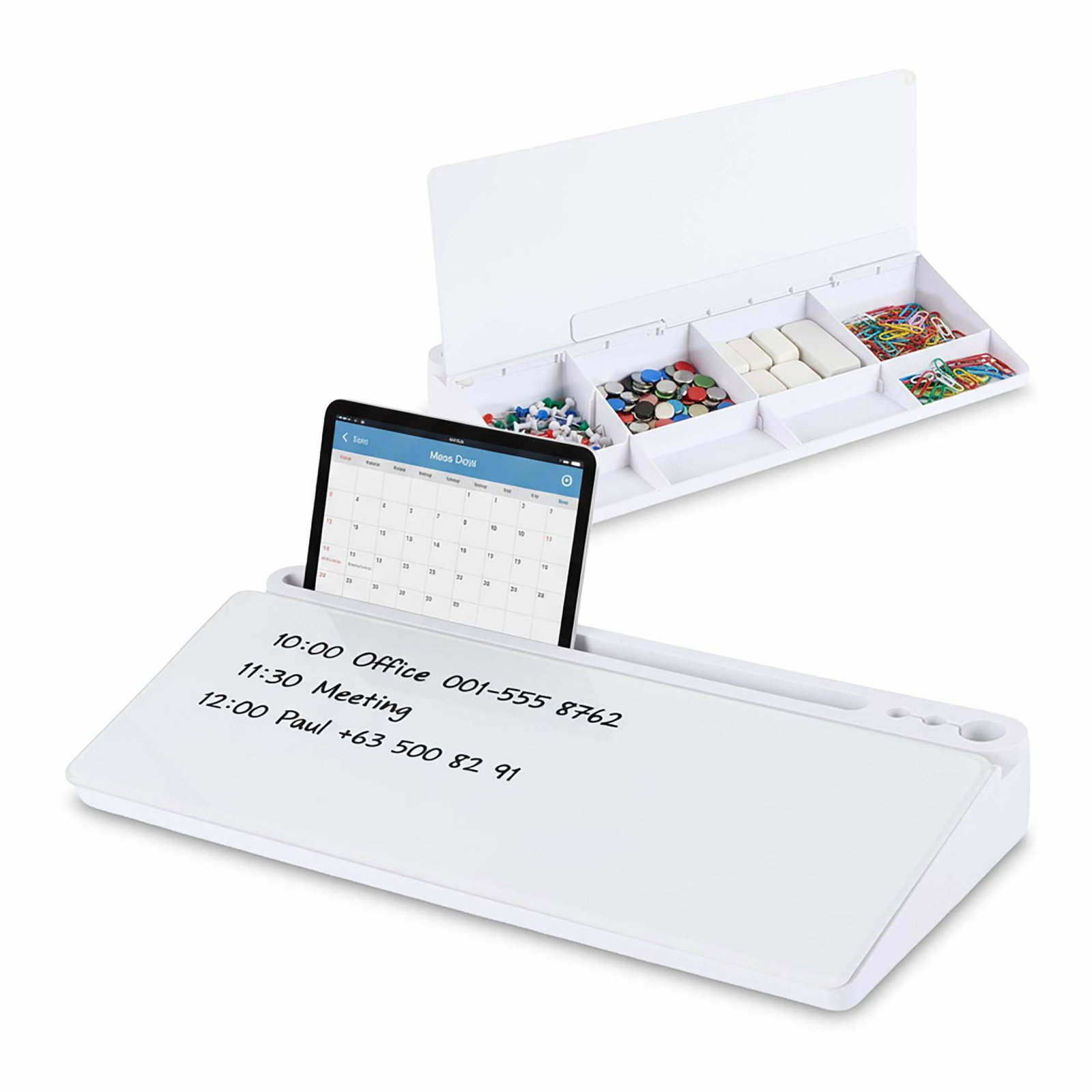 Skrivebordsorganisator med memo-tavle – 8 rum og whiteboard
