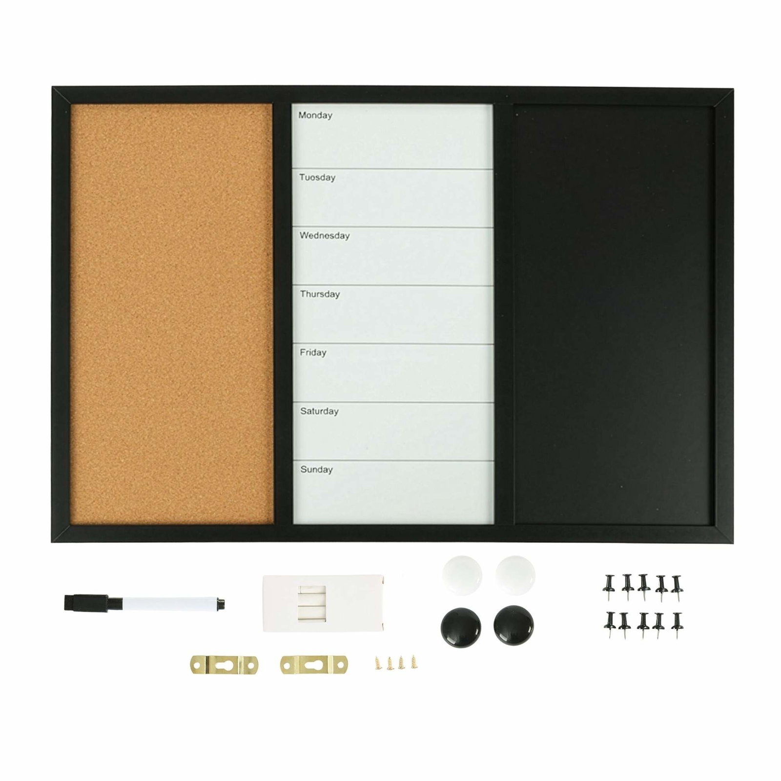 3-i-1 Kombinationsnotattavle med tilbehør – Hjem og kontor