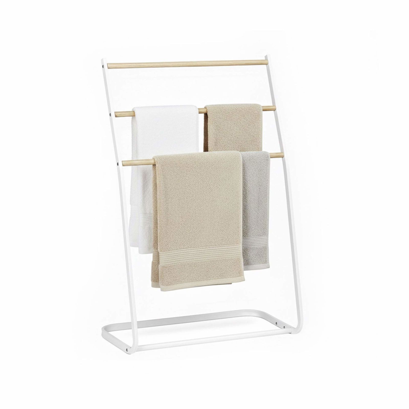 Fritstående håndklædetørrer i metal – 3-trins, pladsbesparende design