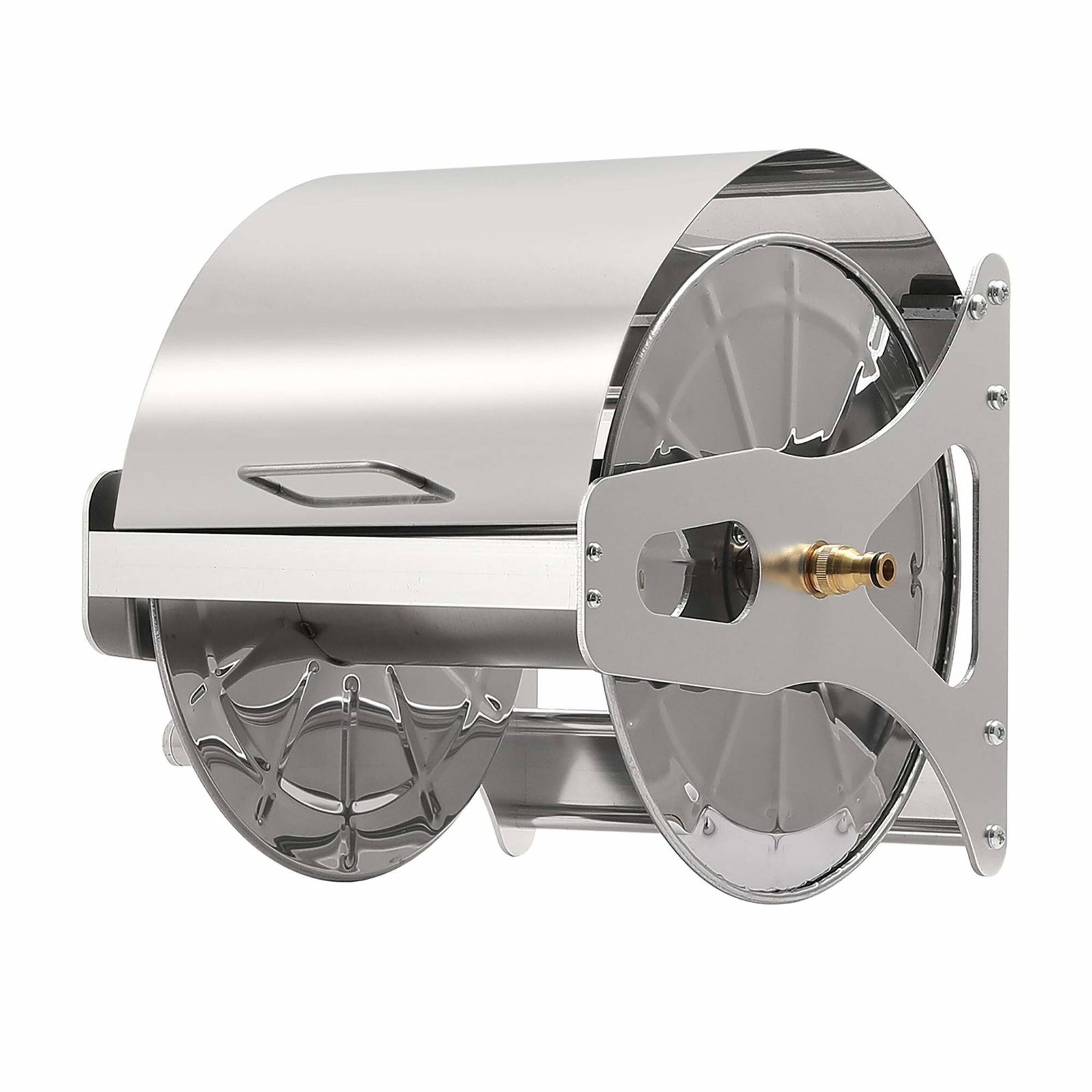 Vægmonteret slangeopruller i rustfrit stål – Vejrbestandig, filtrefri