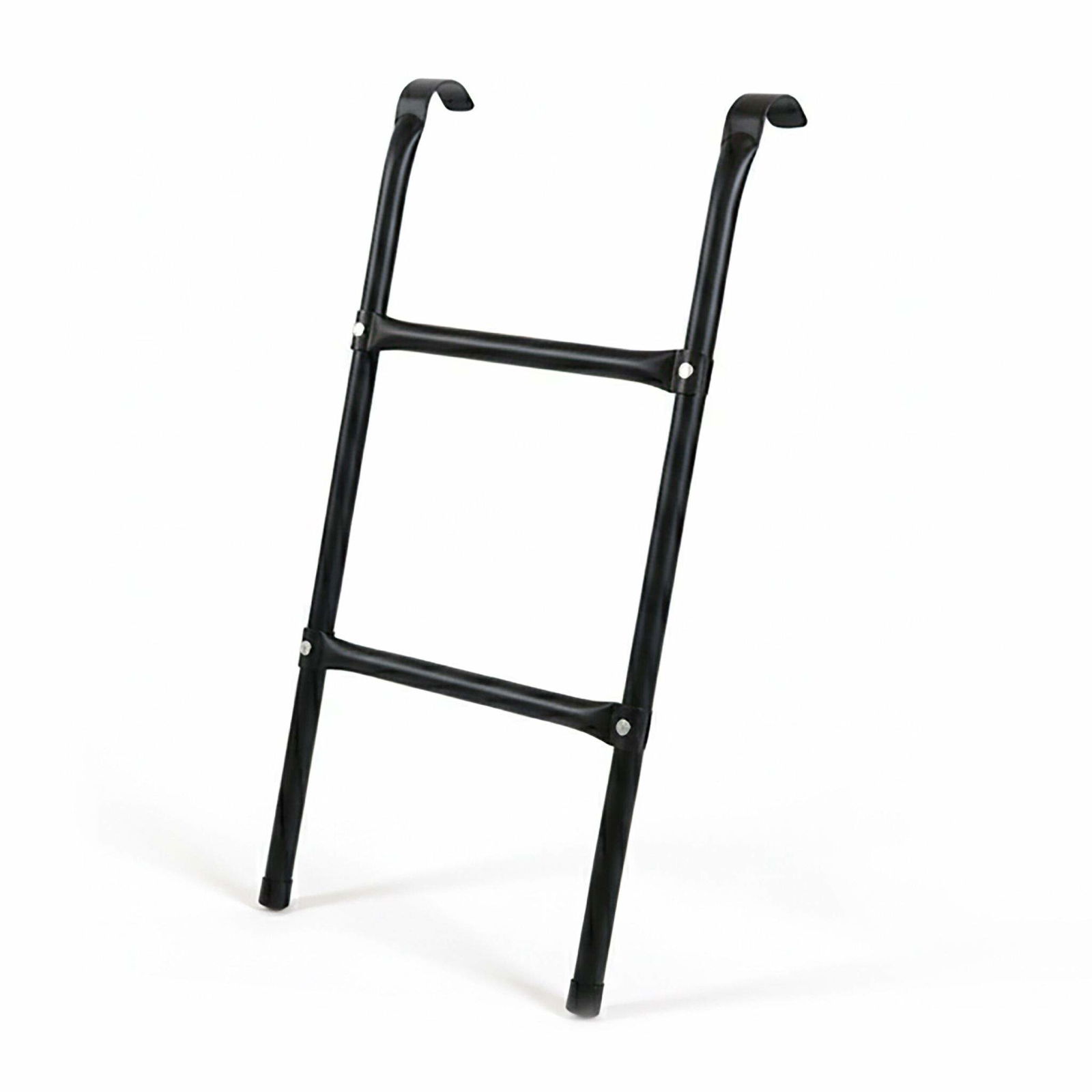 Trampolinstige, sort stål – nem påhængningsadgang