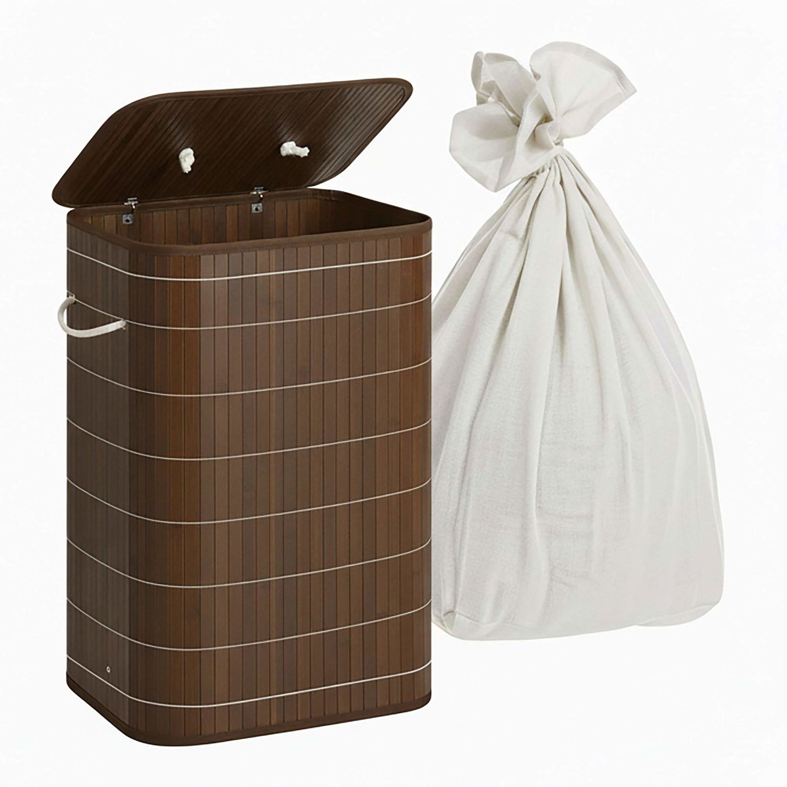 Bambus vasketøjsspand med låg – Sammenklappelig og rummelig