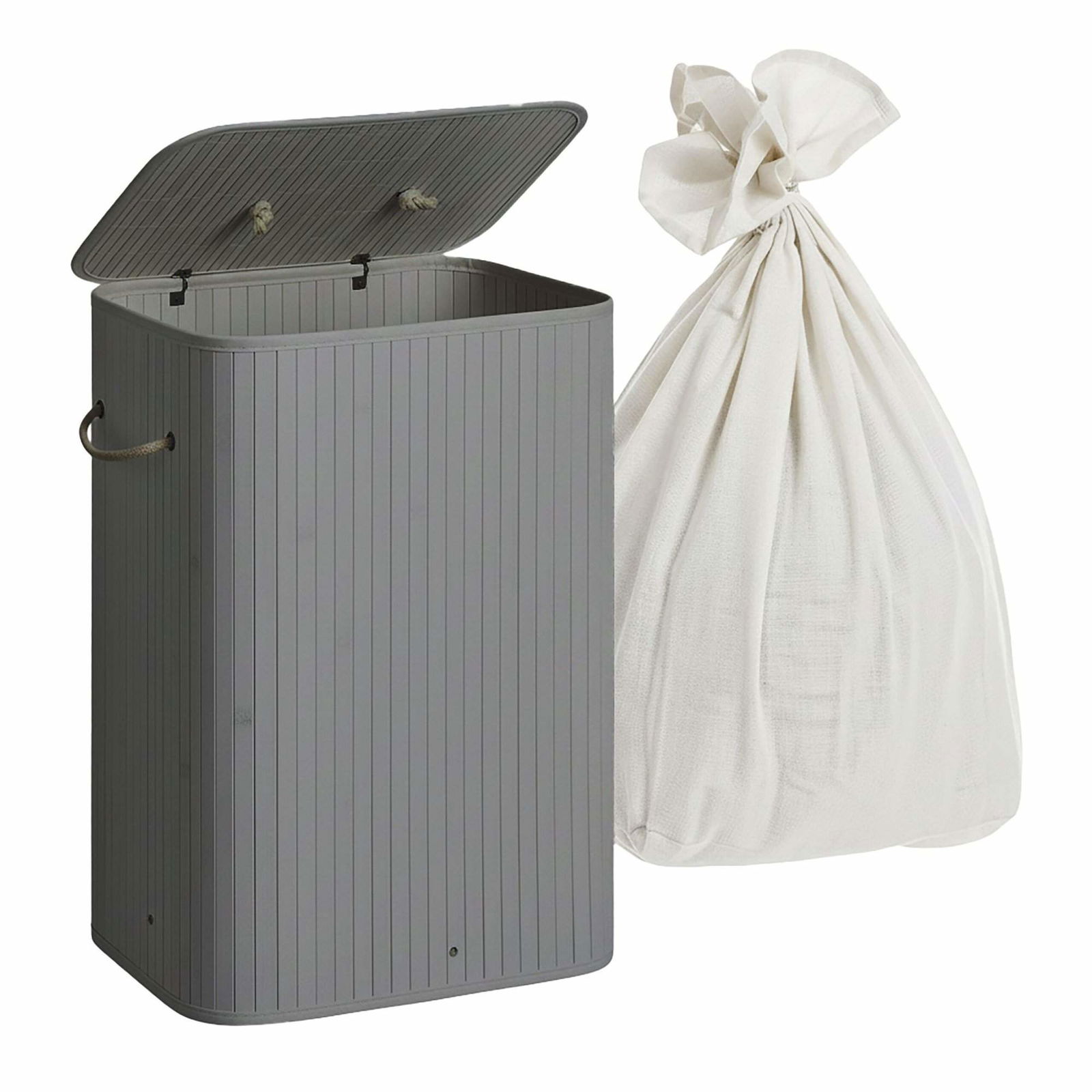 Bambus vasketøjsspand med låg – Sammenklappelig og rummelig