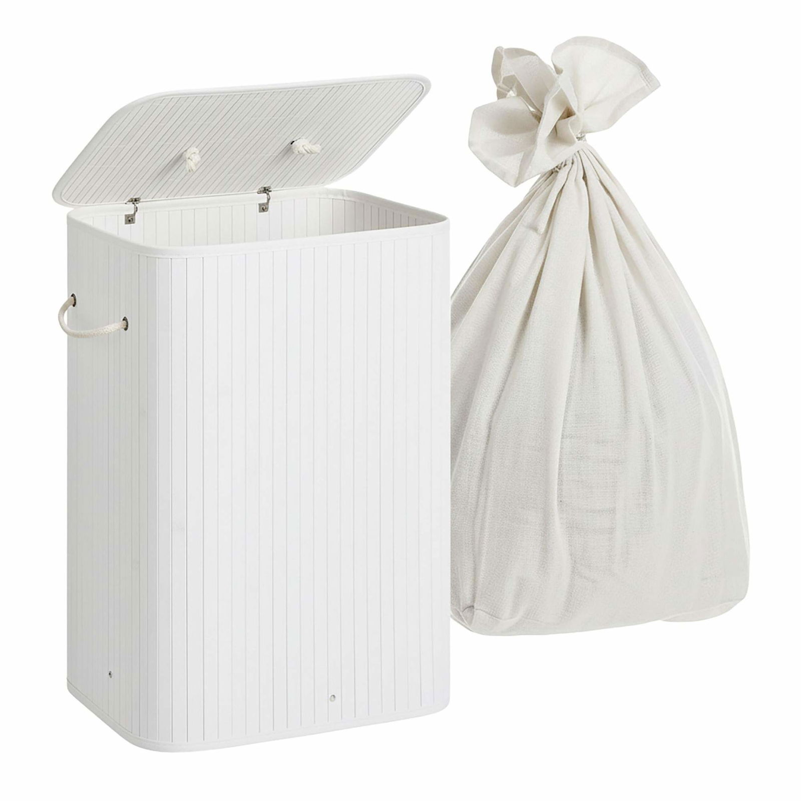 Bambus vasketøjsspand med låg – Sammenklappelig og rummelig