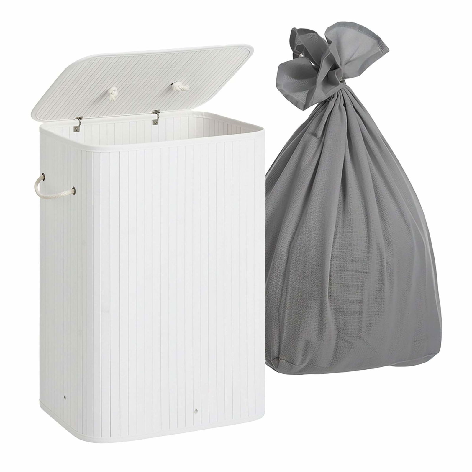 Tvättkorg i bambu – 2 fack, vikbar design | Hem & Hobby | Pryloteket