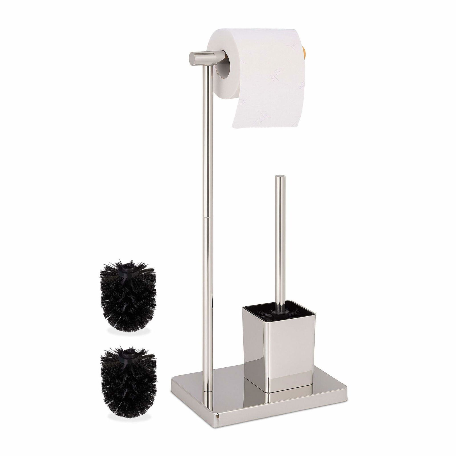 Toilet Butler-sæt – Rustfrit stål og bambus, 2 ekstra børster