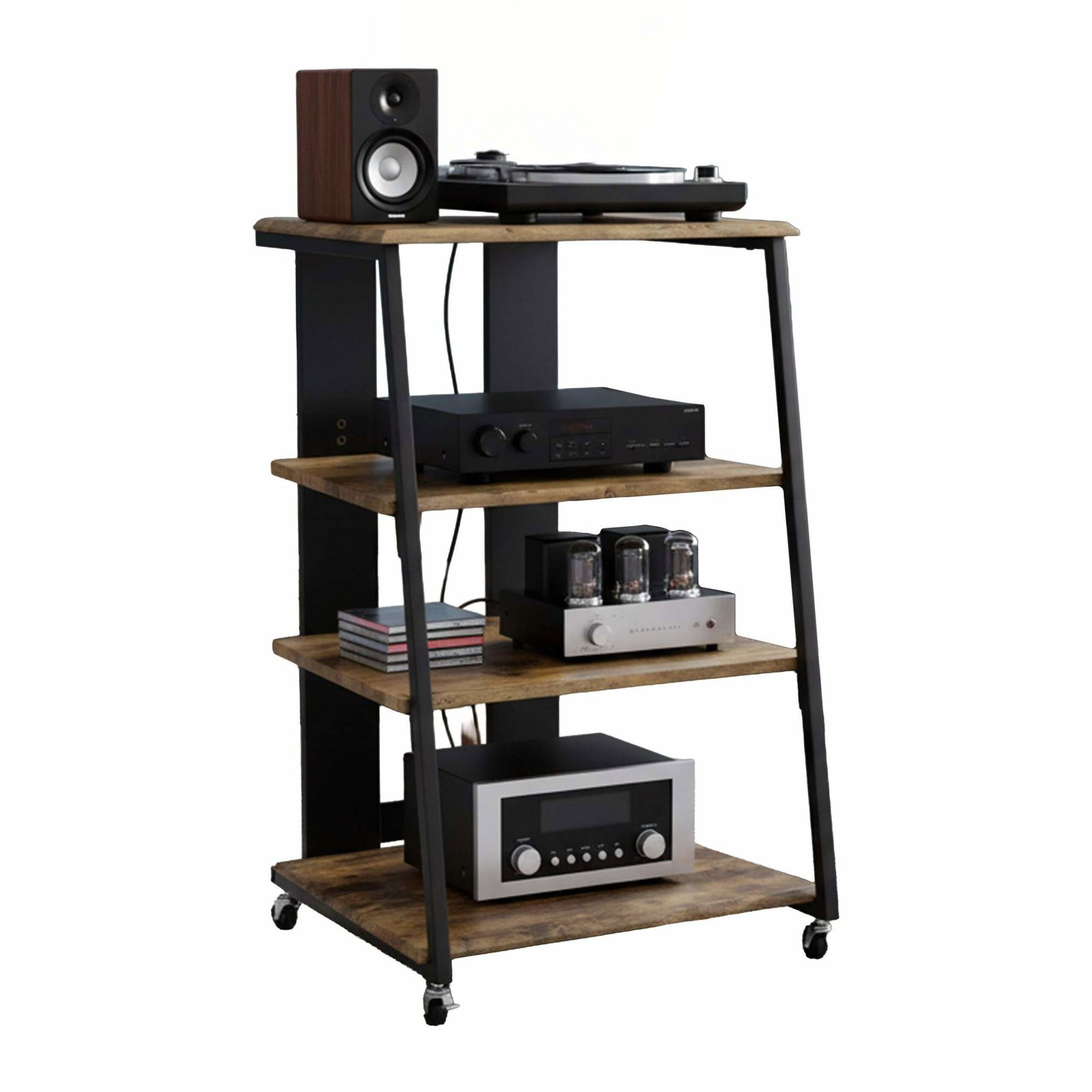 Hi-Fi-reol med 4 hylder – justerbart og stilfuldt design