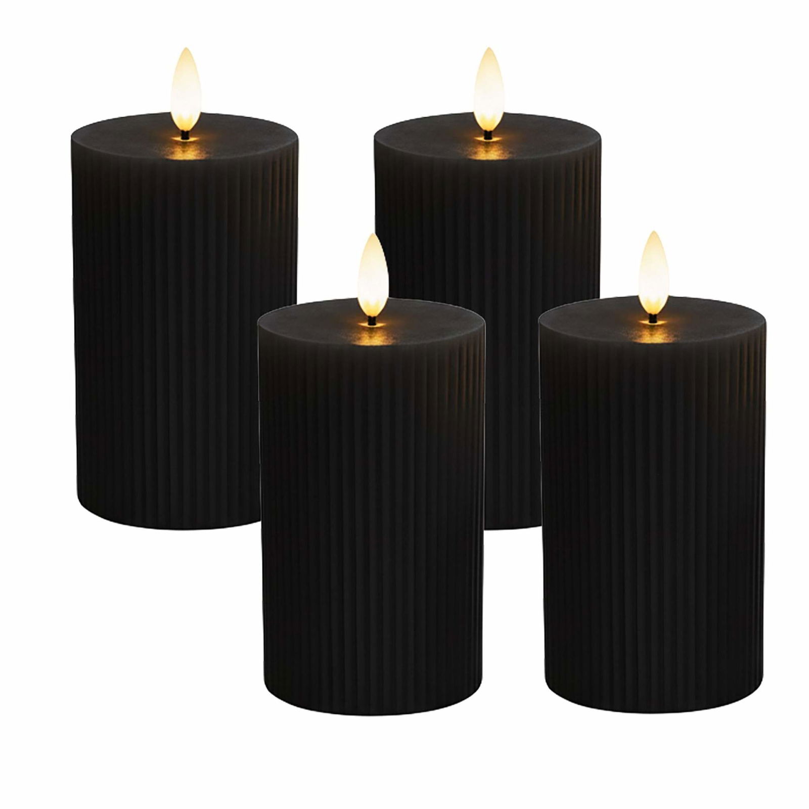 LED flammeløse stearinlys af ægte voks – flimrende, sikre, sæt med 4