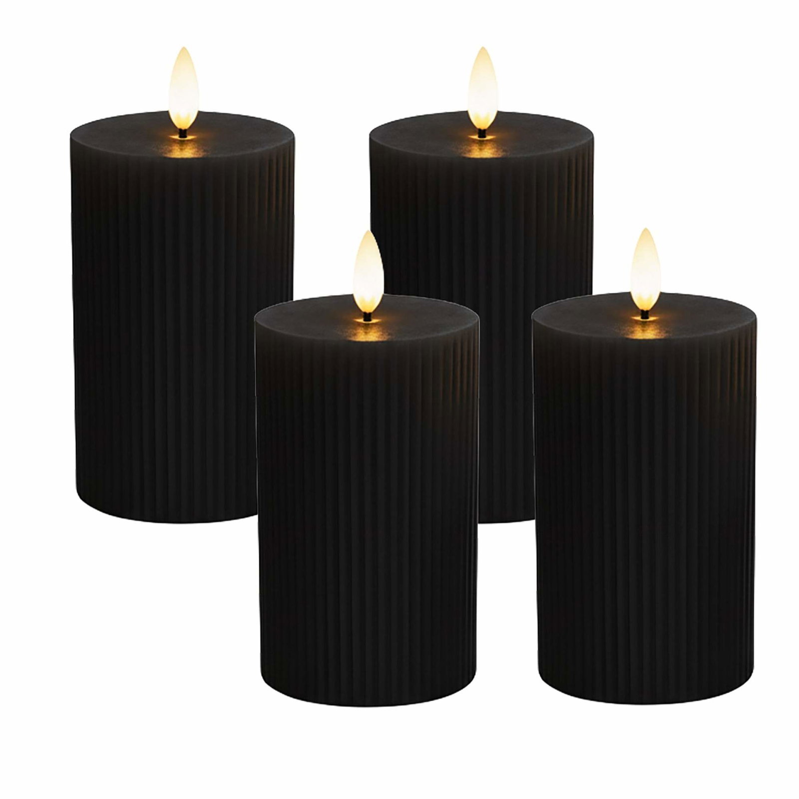 LED flammeløse stearinlys af ægte voks – flimrende, sikre, sæt med 4