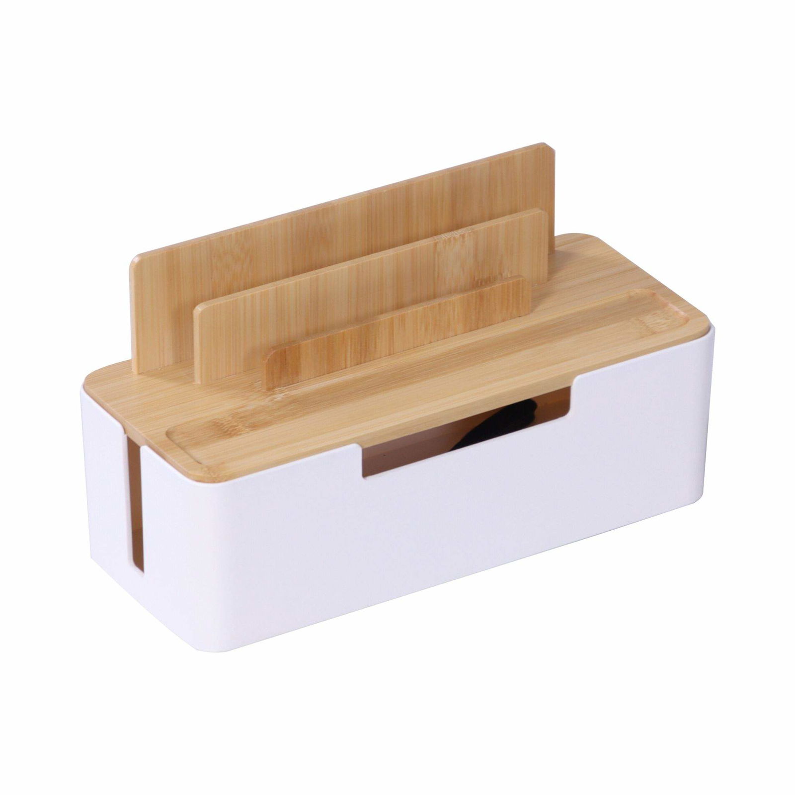 Bambus kabelorganiseringsboks – passer til 6-vejs strømskinne