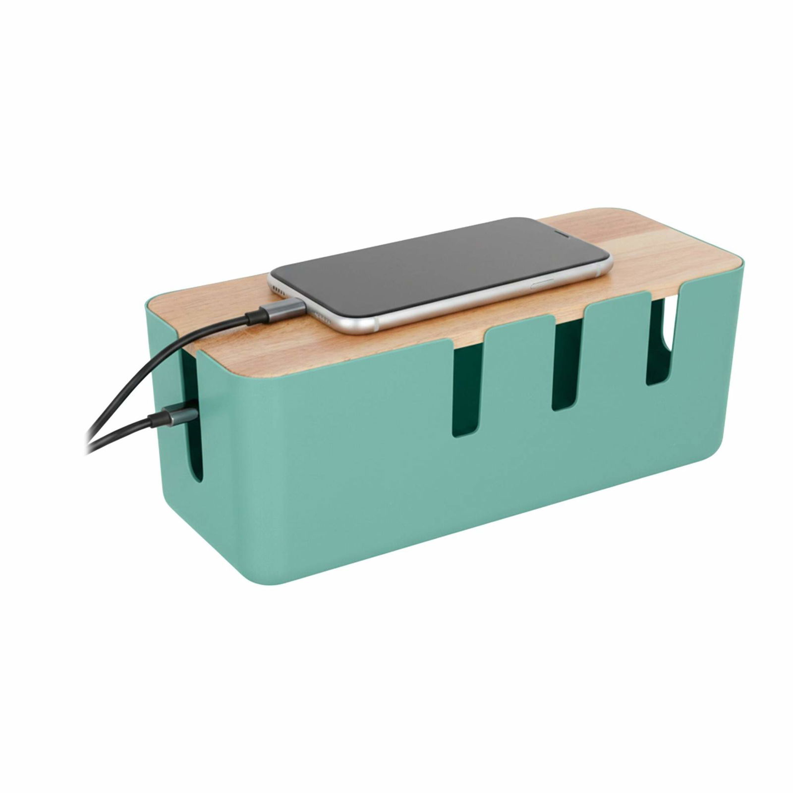 Kabelopbevaringsboks med trælåg – Ordentlig kabelorganisator