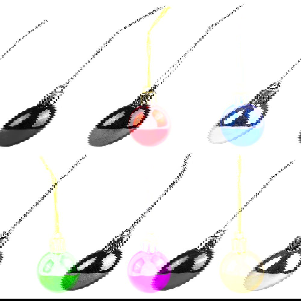 Små julekugler i forskellige farver, 12-pack